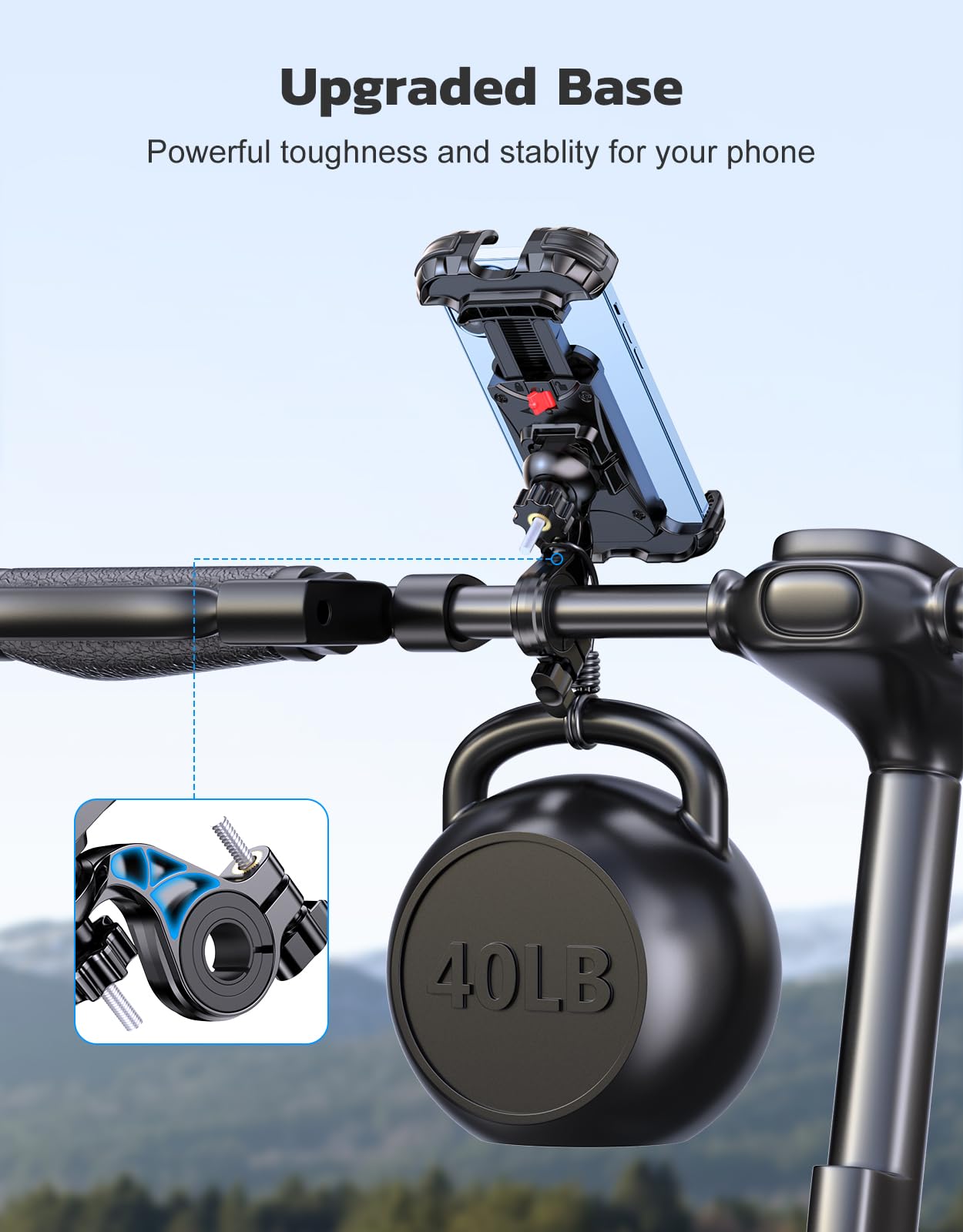 Rolgno Universal Bike Phone Mount - 360° Rotatable Motorcycle Phone Holder with Secure Lock & Detachable Design | Compatible with iPhone 16/15/14/13/12, Samsung Galaxy S24/S23/S22 & 4.7-6.8