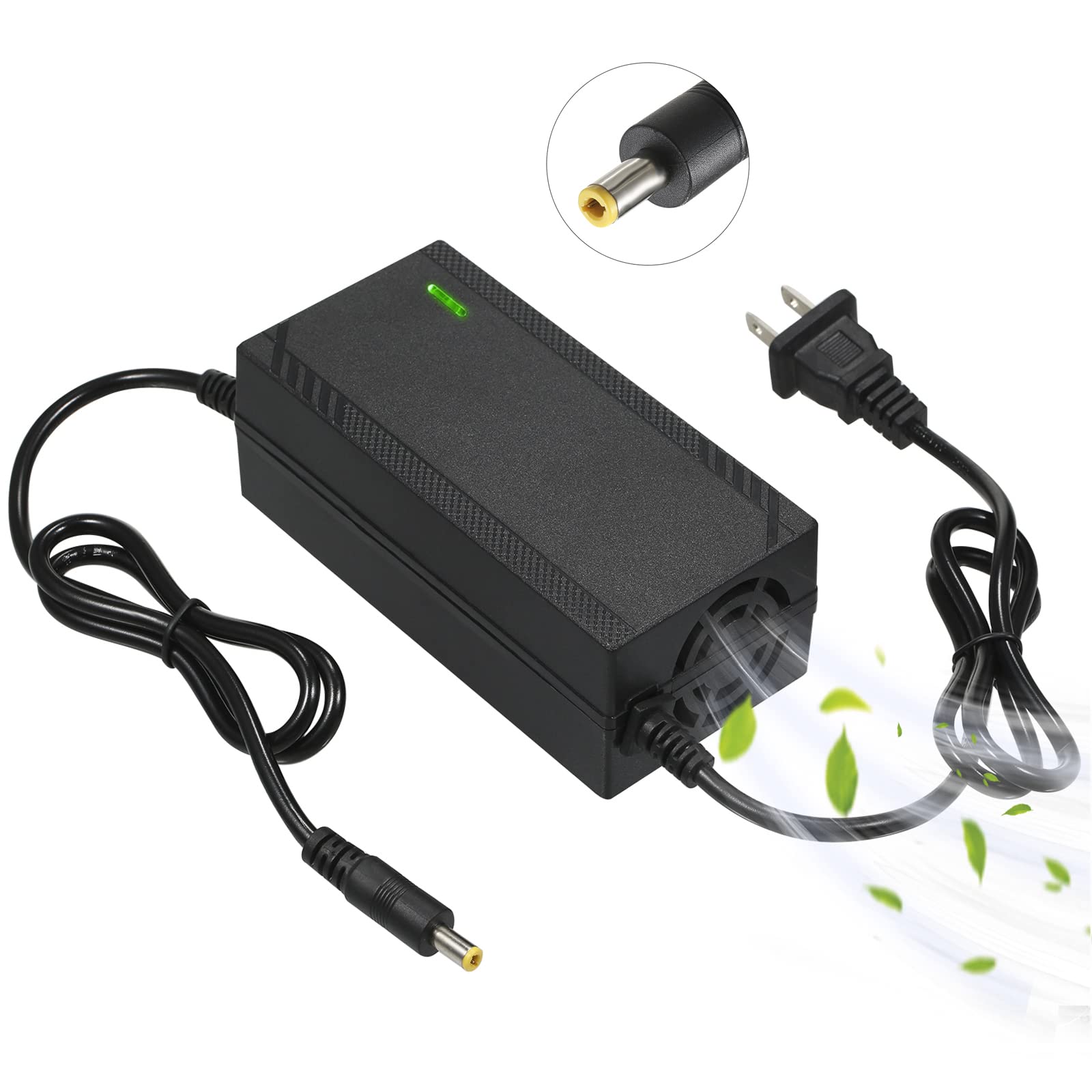 42V 2A Lithium Battery Charger for 36V Electric Scooters & Bikes - DC Port Power Adapter Compatible with Gotrax & Other E-Devices - Perfect for Commuting, Leisure Rides & Urban Transportation