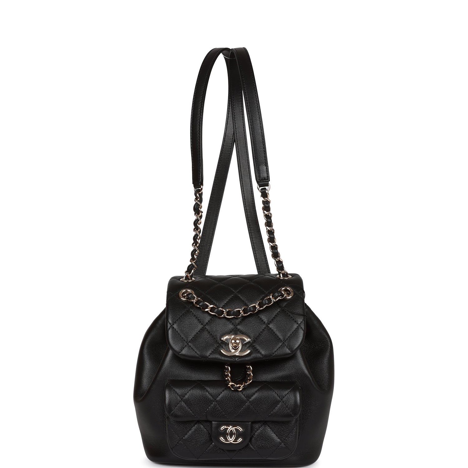 Chanel Small Duma Backpack in Black Lambskin with Light Gold Hardware - Luxury Designer Backpack for Women, Perfect for Travel, Work & Everyday Use