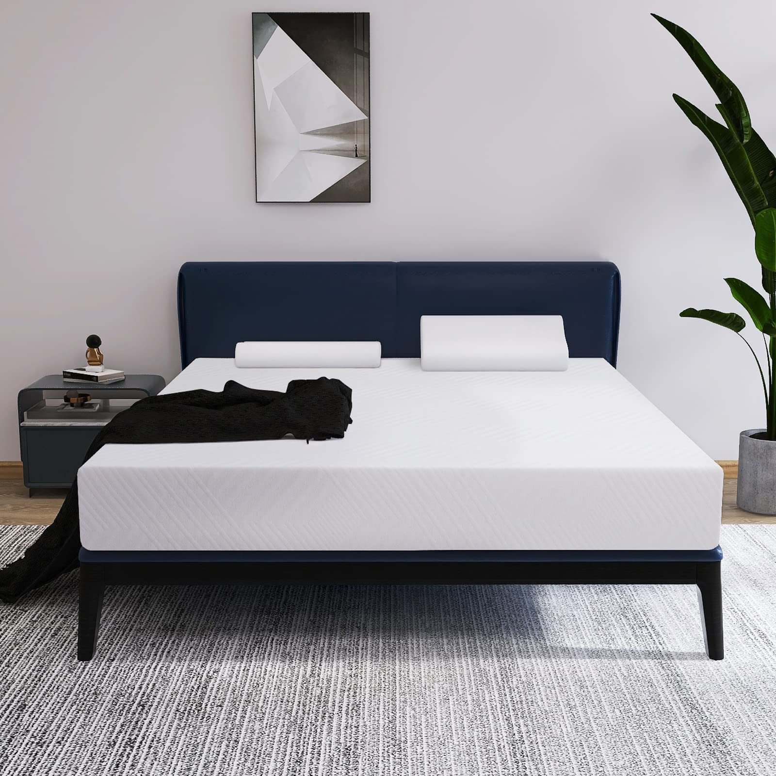 Hcore 10 Inch Green Tea Gel Memory Foam Mattress - Graphene Technology Cover, Fiberglass-Free Medium Firmness, CertiPUR-US Certified, Twin Size, White | Bed-in-a-Box for Back Pain Relief & Pressure Point Support | Perfect for Guest Rooms, Dorms & Small Apartments