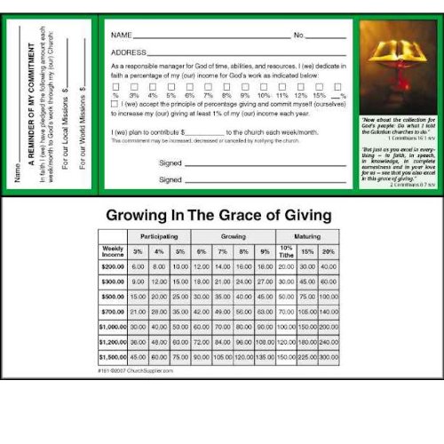 Grace Giving Commitment Pledge Cards for Church Offering - Pack of 100 Inspirational Giving Cards for Worship Services, Bible Studies & Faith-Based Fundraising