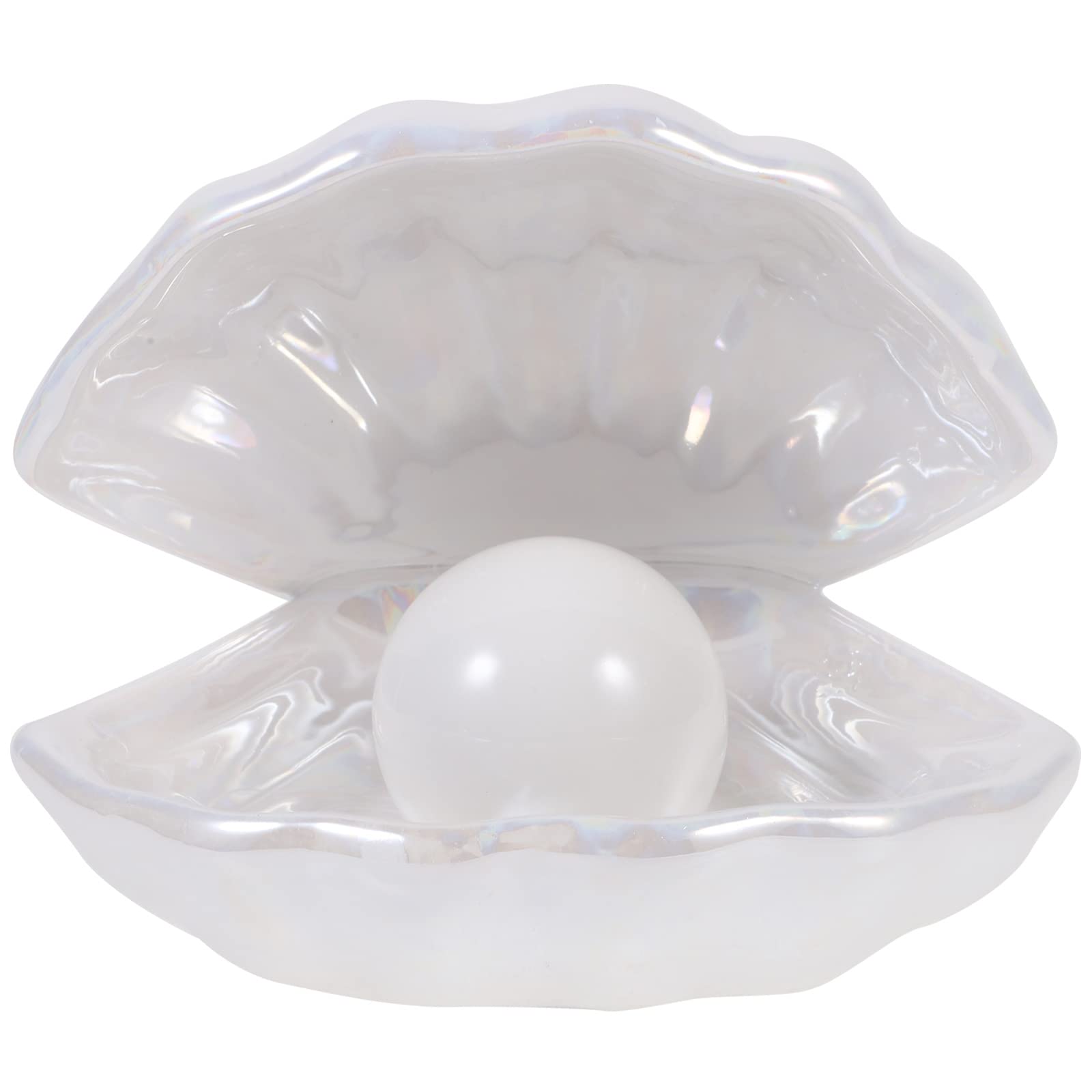 SEWACC Ceramic Night Light with Shell Pearl Design - White Table Lamp for Bedroom, Desktop, Bedside | Home Decor, Gift Idea, Relaxing Ambiance Lighting