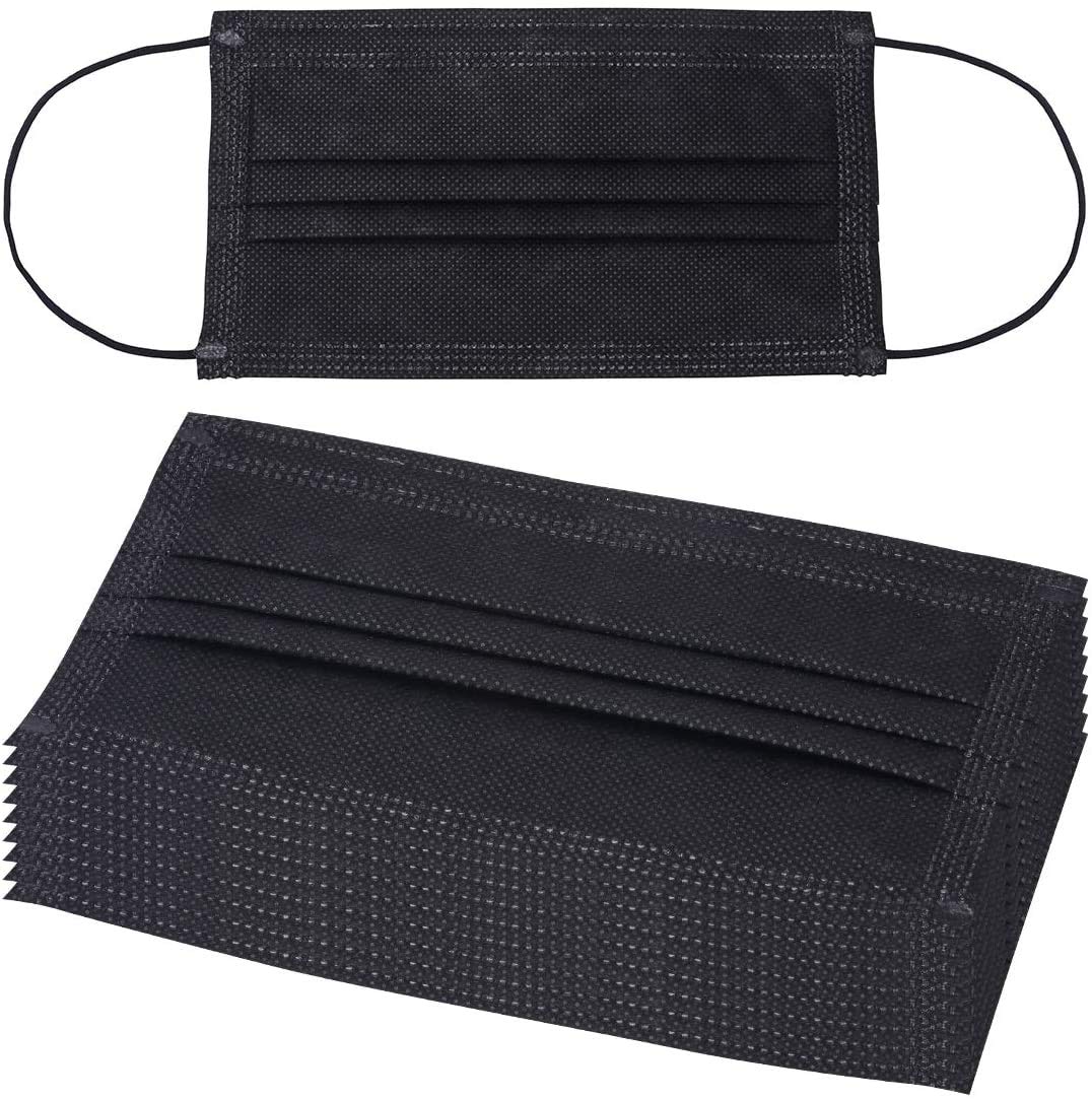 GreatDio® 200 Pcs Disposable 3-Ply Face Masks - Breathable Protective PPE with Nose Clip & Ear Loops (Black) - Ideal for Daily Use, Travel, Work & Public Safety