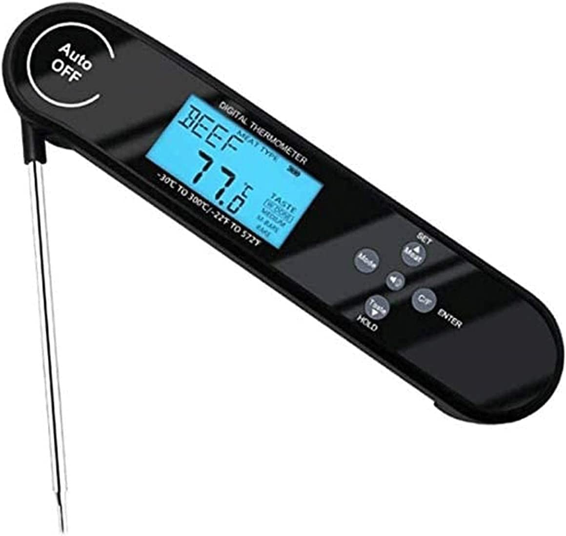 **Digital Instant Read Meat Thermometer - Waterproof Kitchen Food Thermometer with Backlit LCD - Fast & Accurate Electric Probe for BBQ, Grilling, Smoker, Baking, Turkey, Roasts (Ideal for Home Chefs & Outdoor Cooking)**