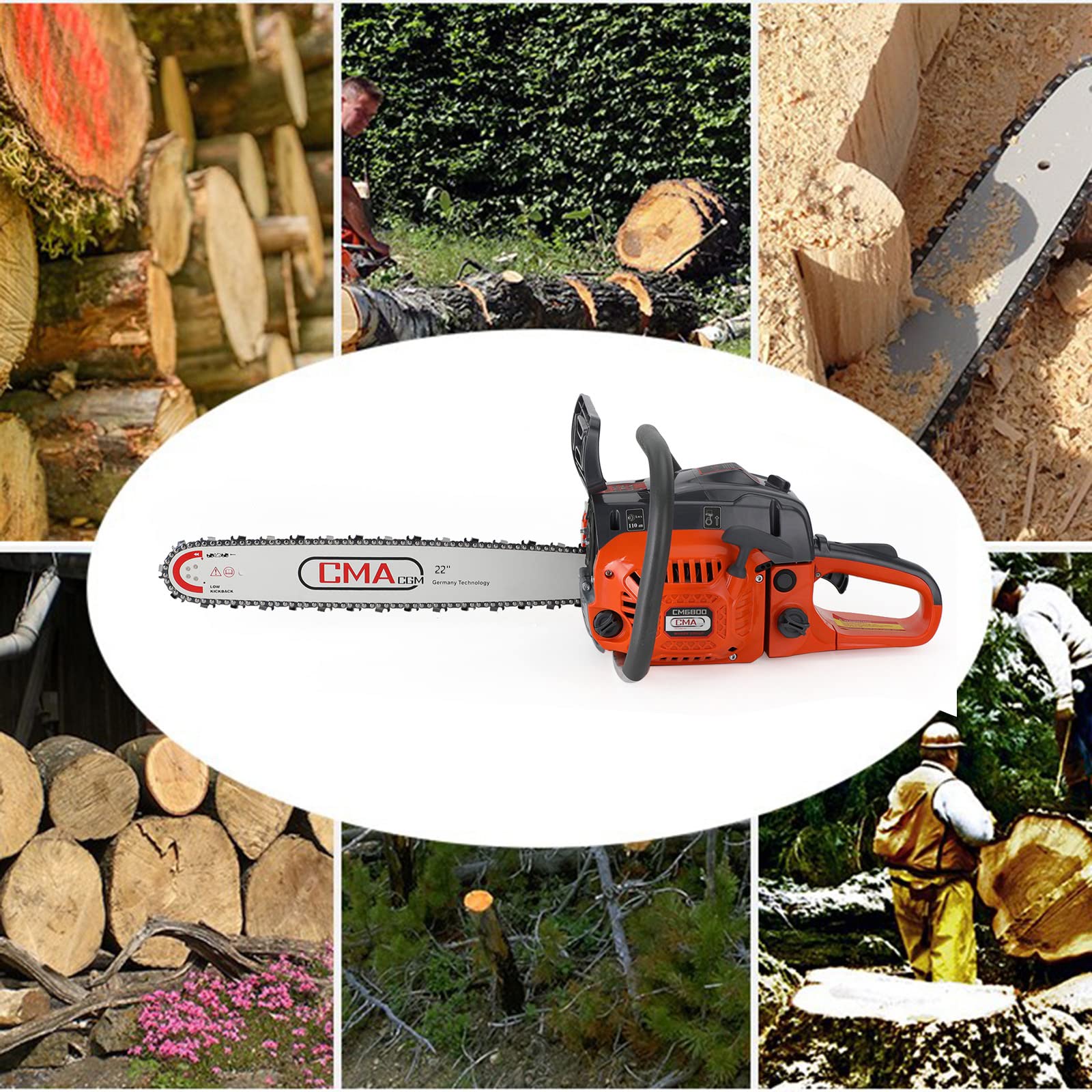 Topteng 22 Inch 68cc Gas Chainsaw - Powerful 22