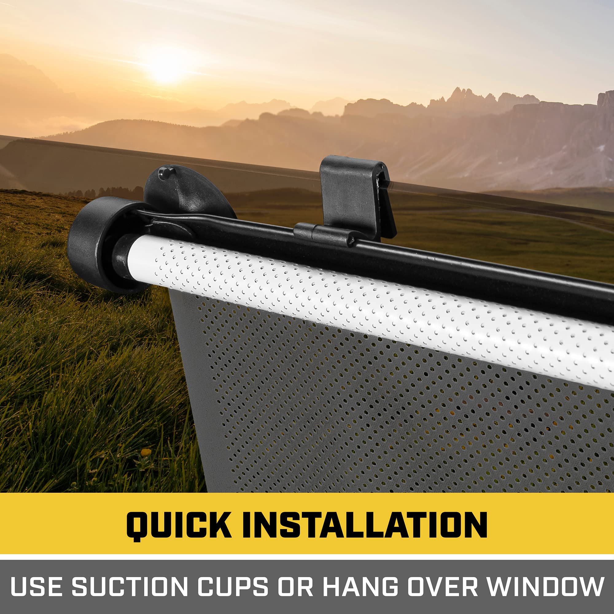 CAT® Retractable Car Window Shades 2-Pack (14in x 19in) - UV Protection Sun Shades for SUV, Truck & Vehicle Back Windows - Baby Safe Car Visor & Sunscreen Blinds for Road Trips & Family Travel