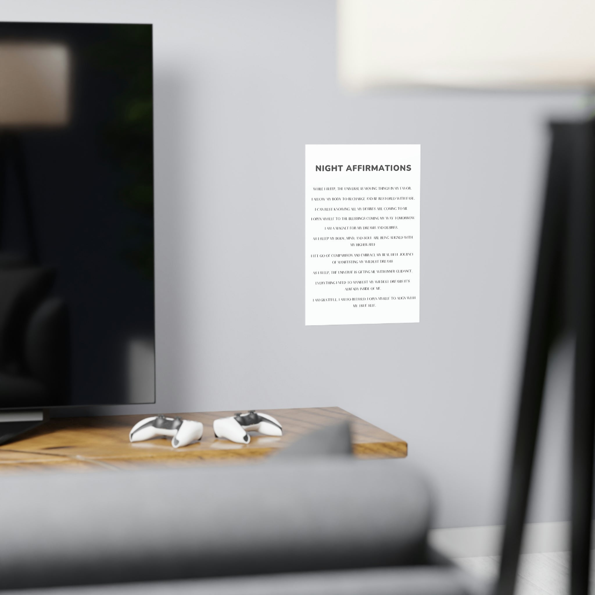 Night Time Affirmations and Manifestation Sayings Vertical Matte Poster - Positive Bedroom Wall Art for Meditation & Self-Care