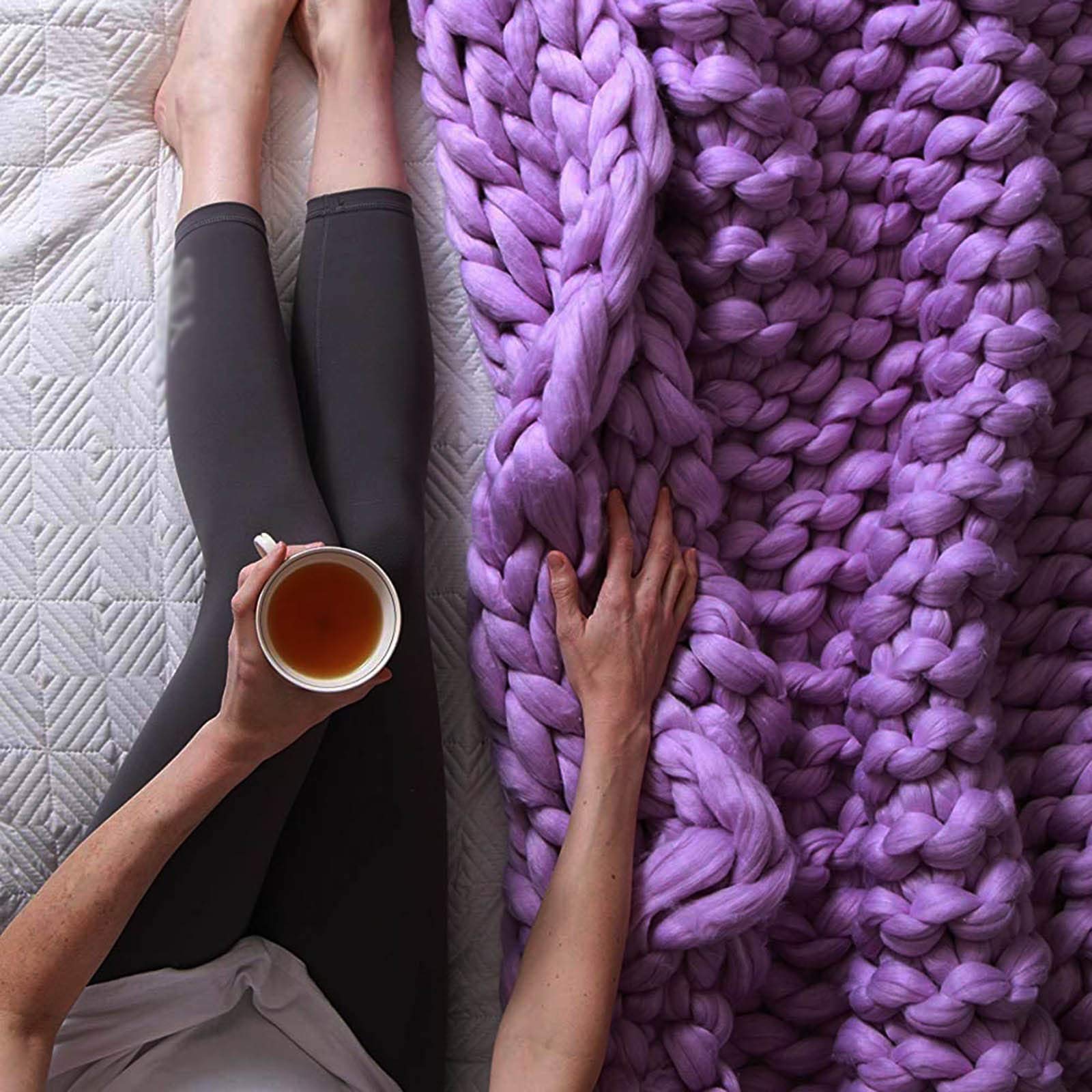 Handmade Chunky Knit Throw Blanket - Soft & Cozy Thick Knitted Blanket for Couch, Bed, Sofa | Perfect for Home Decor, Gift, Yoga Mat & Living Room Accent - Braided Design for Ultimate Comfort