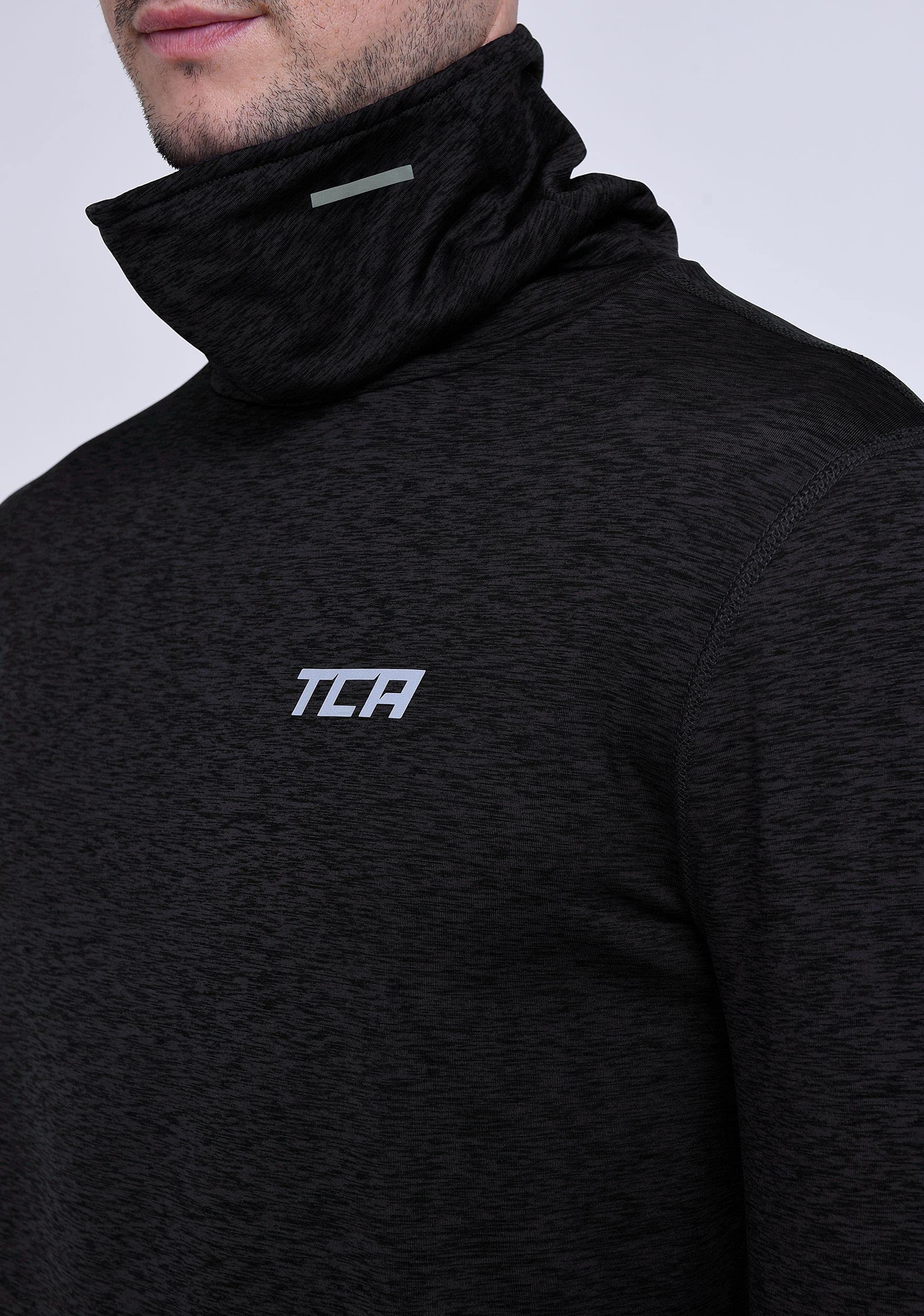 TCA Men's Thermal Running Shirt - Funnel Neck Warm-Up Top for Cold Weather Jogging & Outdoor Workouts