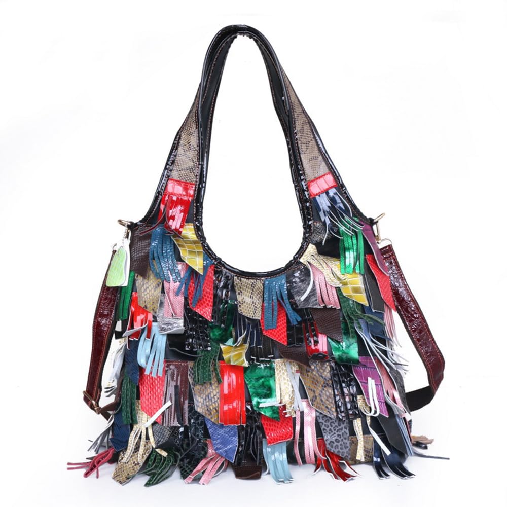 Genuine Leather Women's Multicolor Boston Bag - Large Tote Handbag for Work, Travel & Everyday Use | Stylish & Spacious Purse for Women