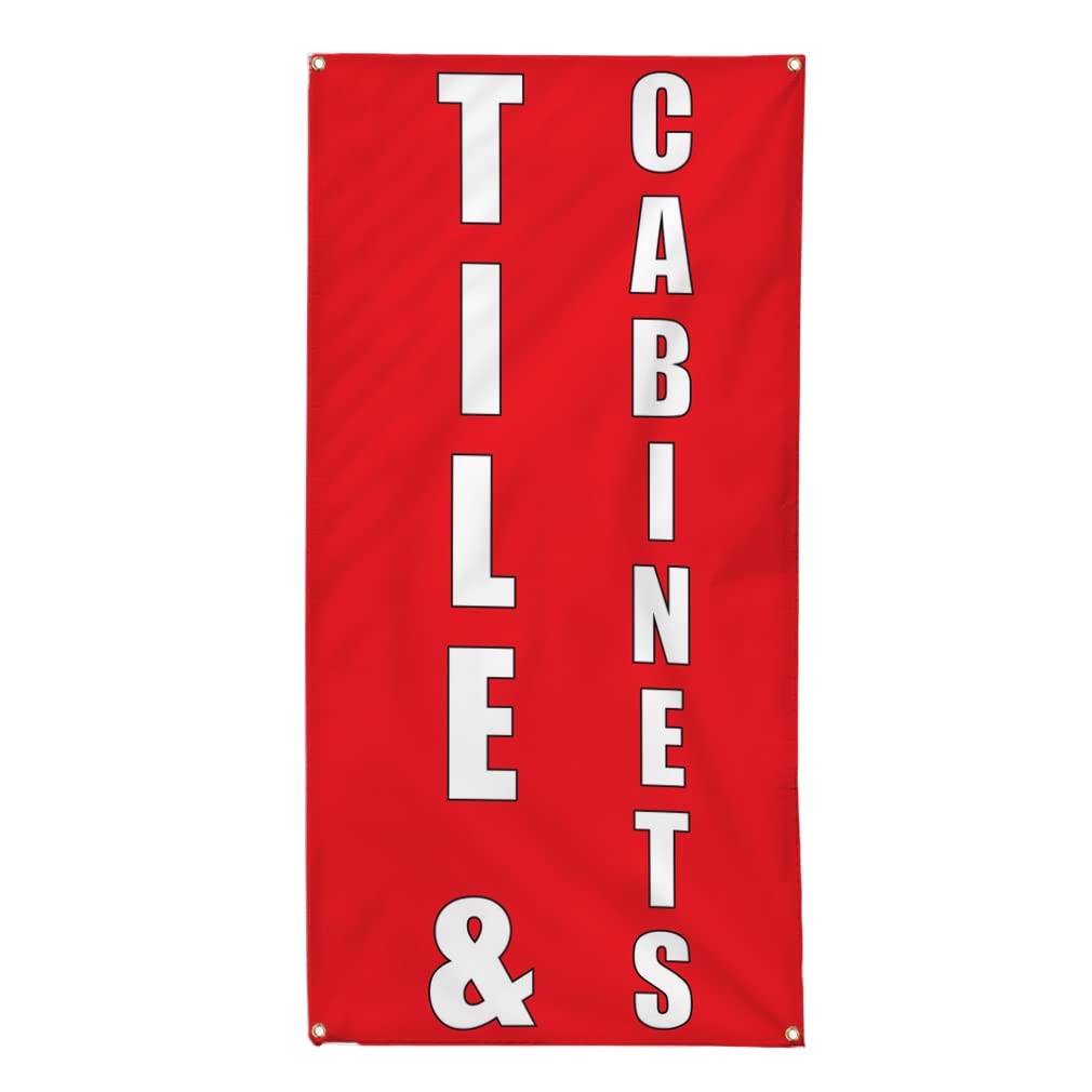 Custom Vertical Vinyl Banner - 96x48 Inches with 8 Grommets | Weatherproof Outdoor Sign for Home Remodeling, Tile & Cabinets Business, Industrial Yard Signs | Perfect for Storefronts, Construction Sites & Trade Shows