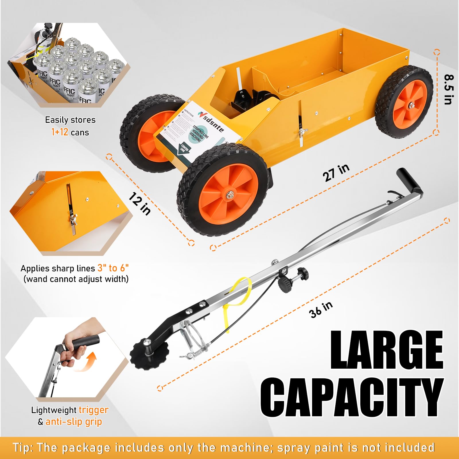 2 in 1 Detachable Parking Lot Striping Machine & Marking Paint Wand - Lightweight Trigger with Precision Control for Fast, Accurate Road & Parking Lot Markings (Pack of 1) - Perfect for Parking Lot Maintenance, Warehouse Floor Marking & Construction Site Layouts