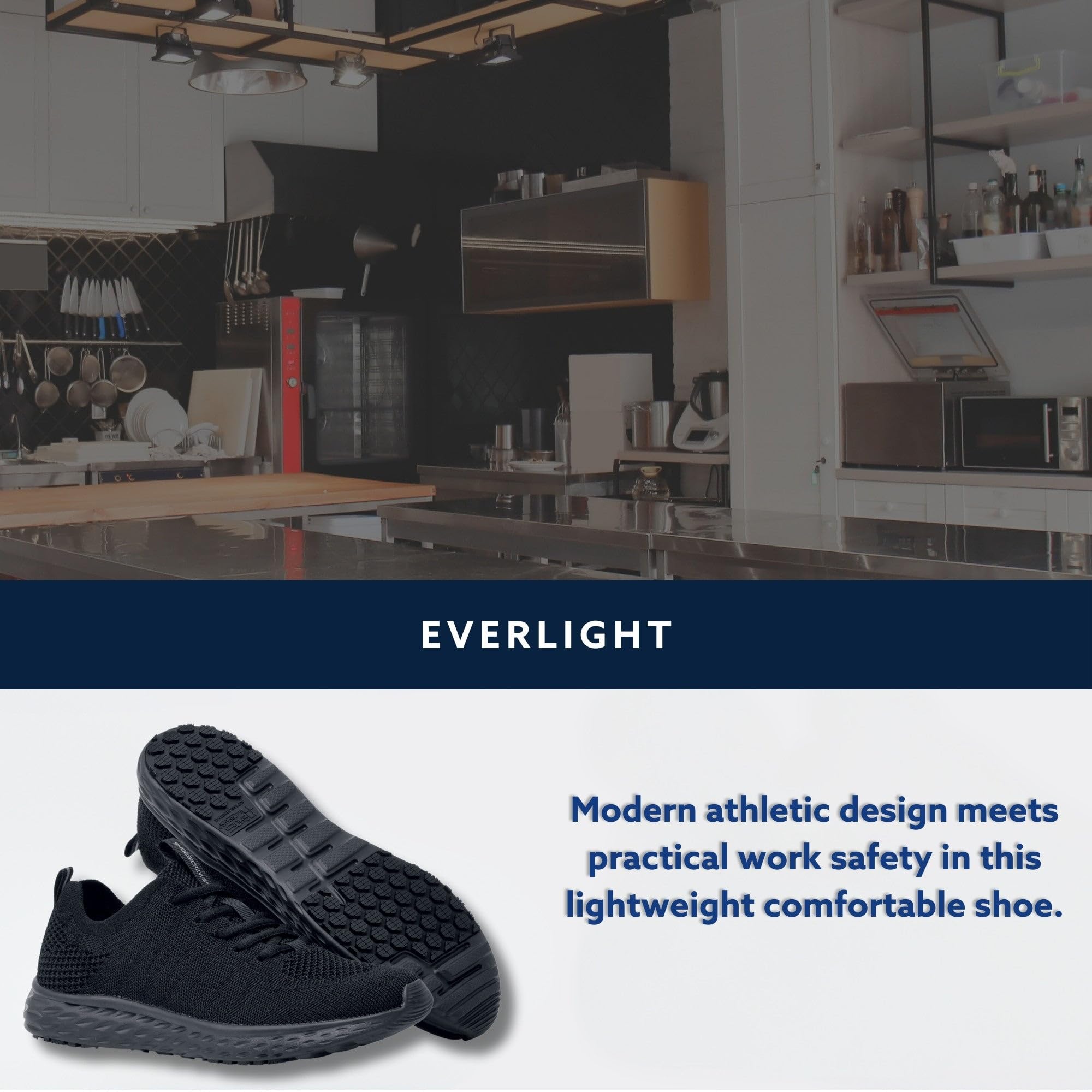 Shoes for Crews Everlight Men's Breathable Lightweight Lace-Up Slip Resistant Water Resistant Work Shoes - Black Non-Slip Safety Shoes for Restaurant, Kitchen, Hospital & Construction Workers