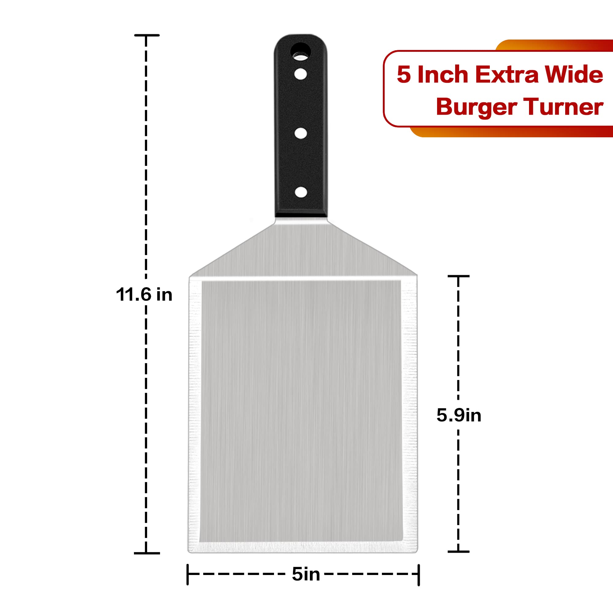 **Leonyo Heavy Duty Stainless Steel Burger Spatula - Triple Rivet BBQ Turner for Grilling, Flipping Burgers & Pancakes - Dishwasher Safe Metal Griddle Spatula for Outdoor Cooking & Kitchen Use**