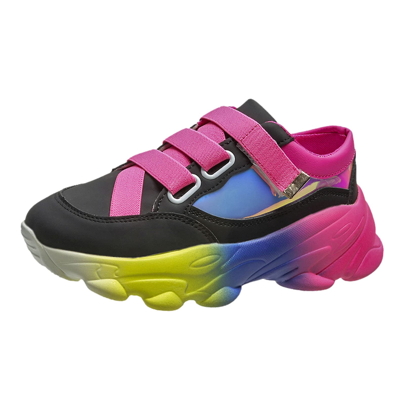Women's Chunky Platform Sneakers - Fashion Casual Rainbow Color Block Shoes for Walking, Running & Everyday Wear | Perfect for Workouts, Street Style & Outfits