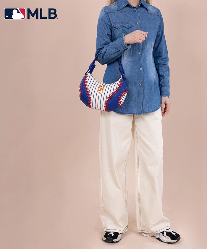 MLB New York Mets Hobo Bag for Women - Stylish Crossbody Shoulder Purse - Perfect for Baseball Games, Shopping & Daily Use