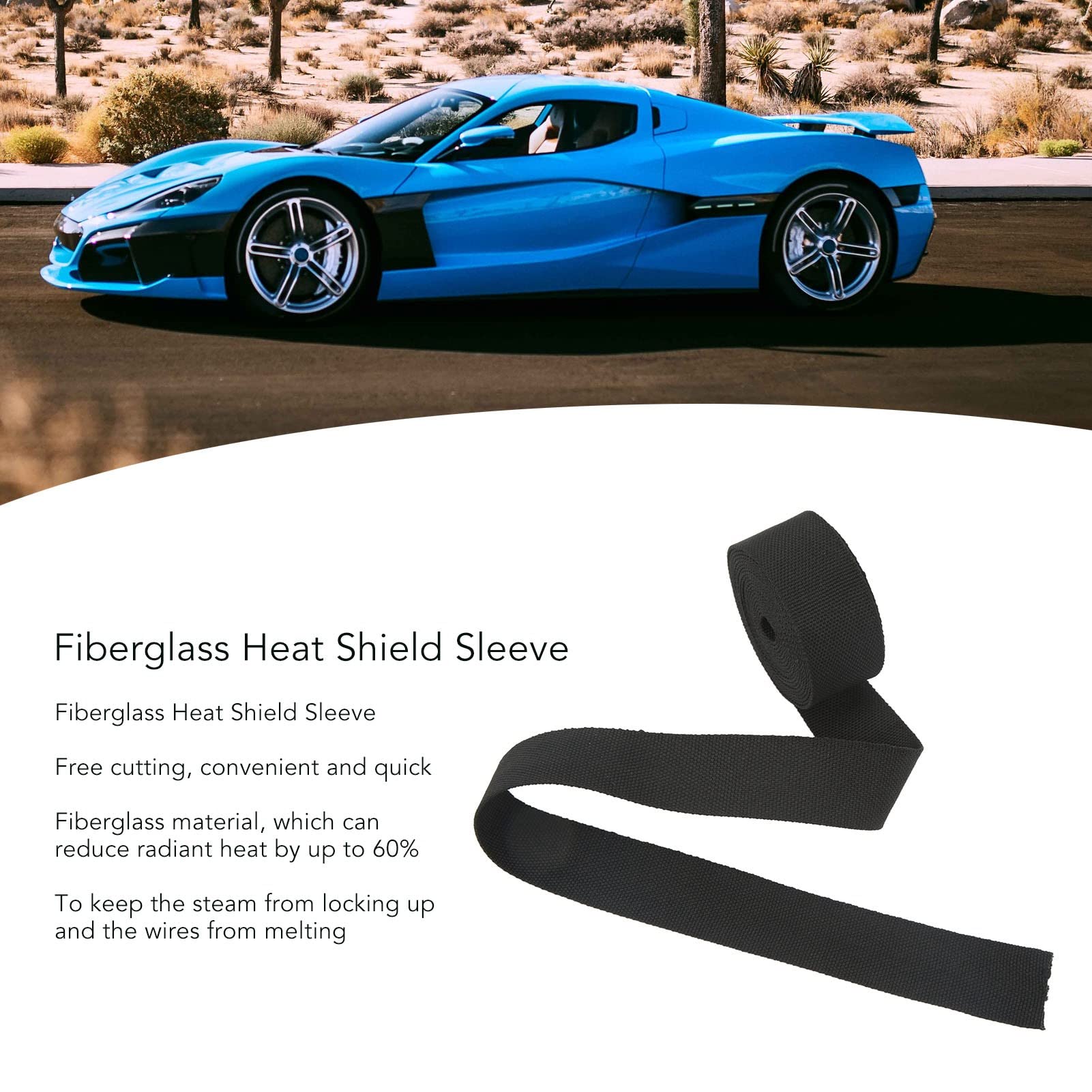 High-Temperature Fiberglass Heat Shield Sleeve - 16mm Adjustable Exhaust Wrap & Wire Loom Protector for Car, Motorcycle, and Automotive Applications (7.5M/25FT, Black) - Ideal for Spark Plug Wires, Hose Protection, and Heat Management in High-Performance Vehicles