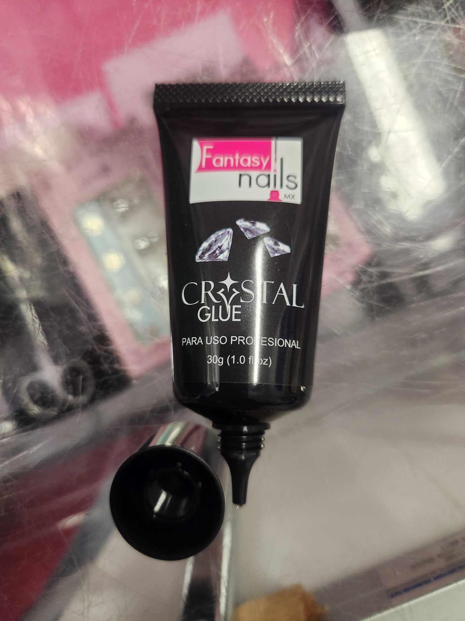 Fantasy Nails Crystal Gel Glue 1oz - Professional UV LED Nail Glue for Acrylic Nails & Nail Art - Perfect for Salon, Home Manicure & DIY Nail Designs