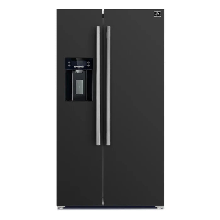 Forno Espresso Salerno 36 Inch 20 cu.ft Side by Side Refrigerator with Water Dispenser - Energy Efficient Stainless Steel Fridge for Kitchen, Office, or Restaurant (Model FFRBI1844)