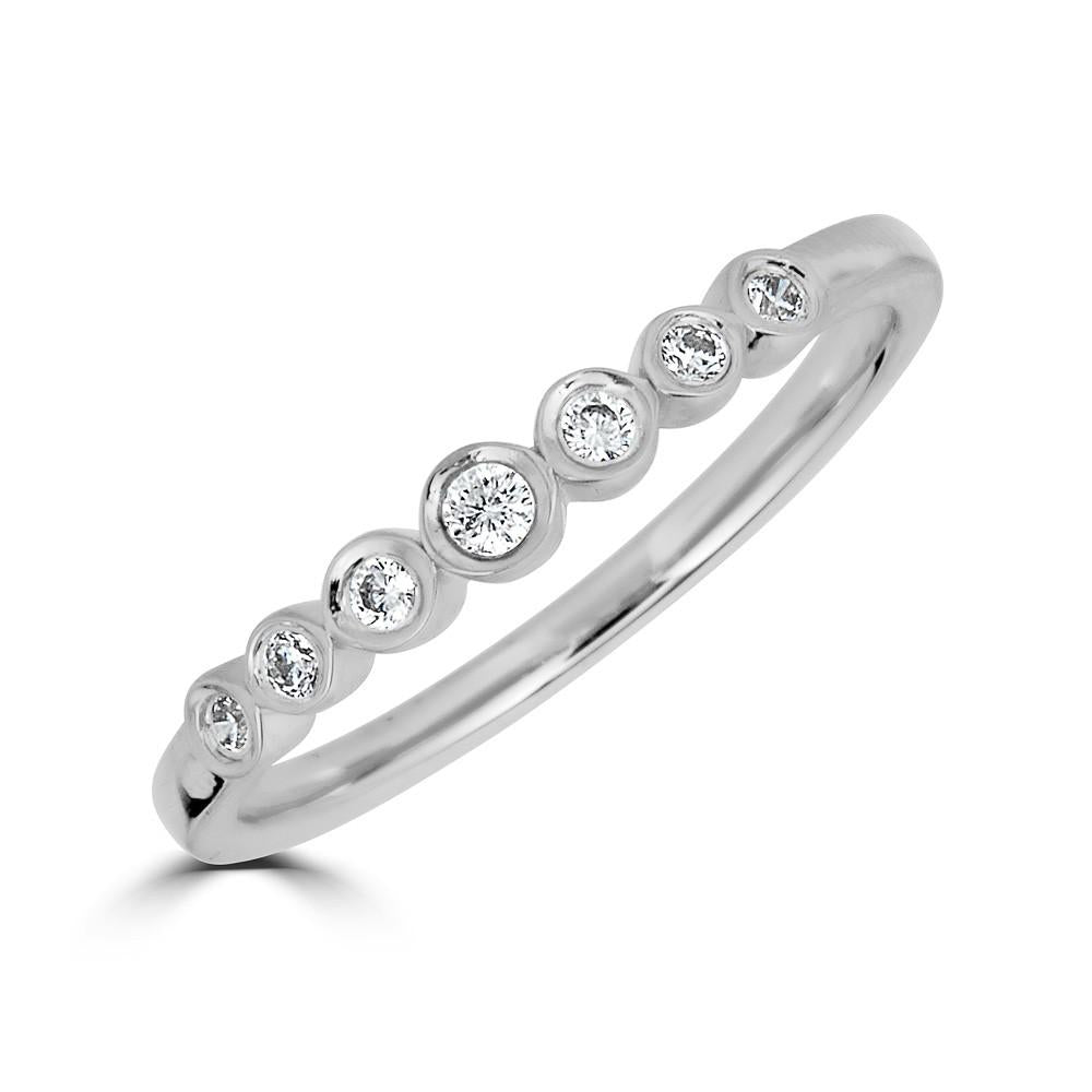 14KT Gold 0.10 CTW Diamond Bezel 7-Stone Wedding Band Ring for Women - Perfect for Engagement, Anniversary & Special Occasion Gifts