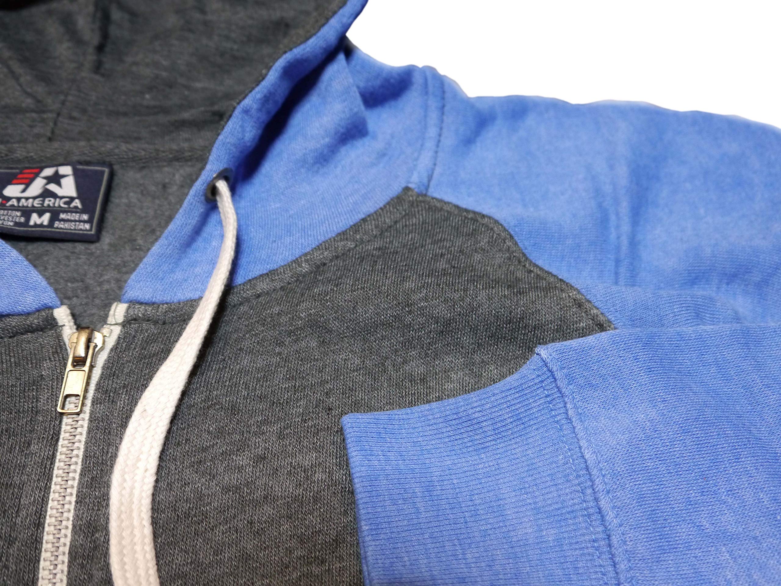 EMS Triblend Colorblock Zip-Up Fleece Hoodie with Reflective Details - Warm & Stylish Pullover for Outdoor Workouts, Jogging and Casual Wear