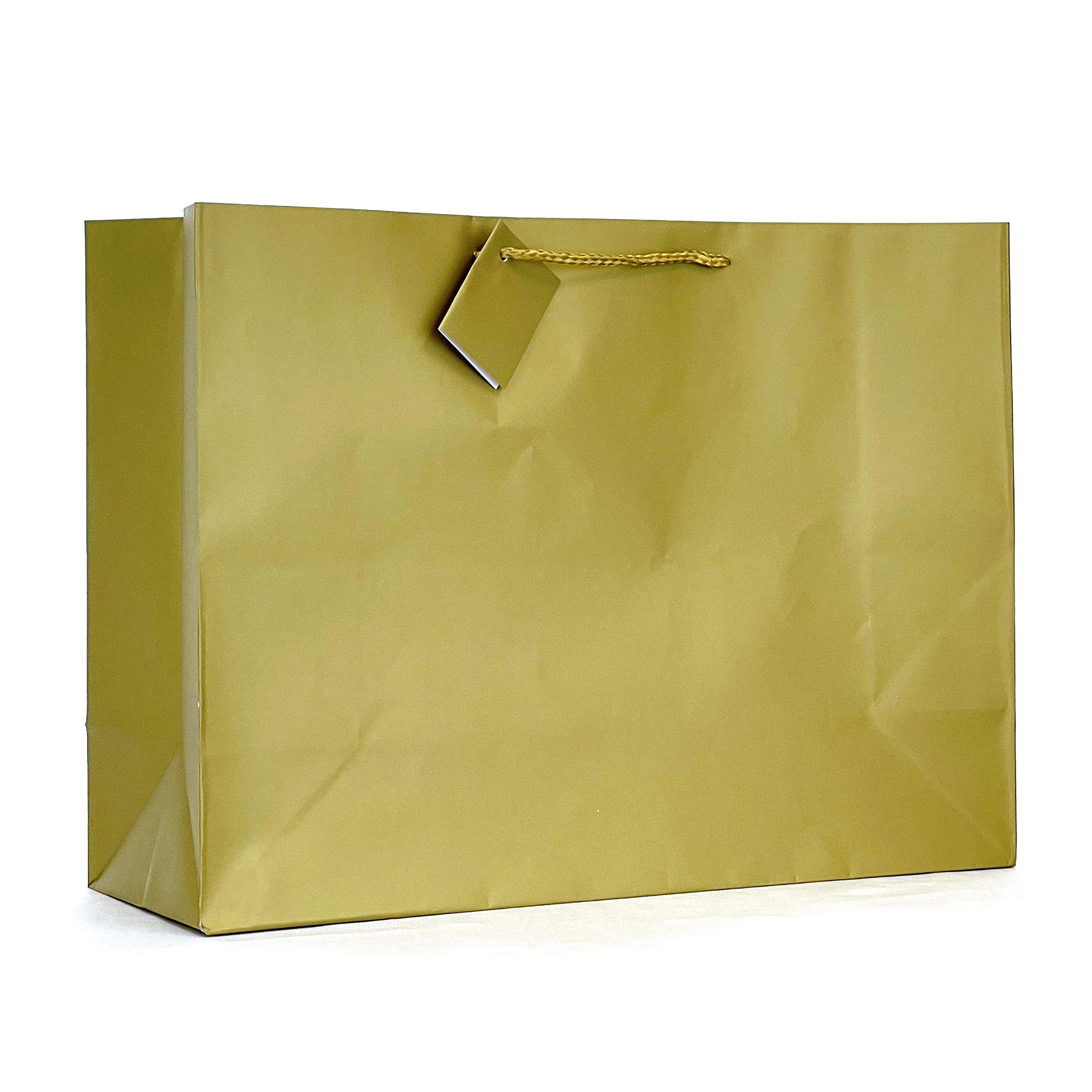Allgala Premium Gift Bags - 12 Pack 16x12x6 Inch Extra Wide Vogue Gold Party Bags with Sturdy Handles for Birthday, Wedding, Baby Shower, Christmas & Holiday Celebrations - Perfect for Gift Wrapping, Party Decorations & Special Occasions