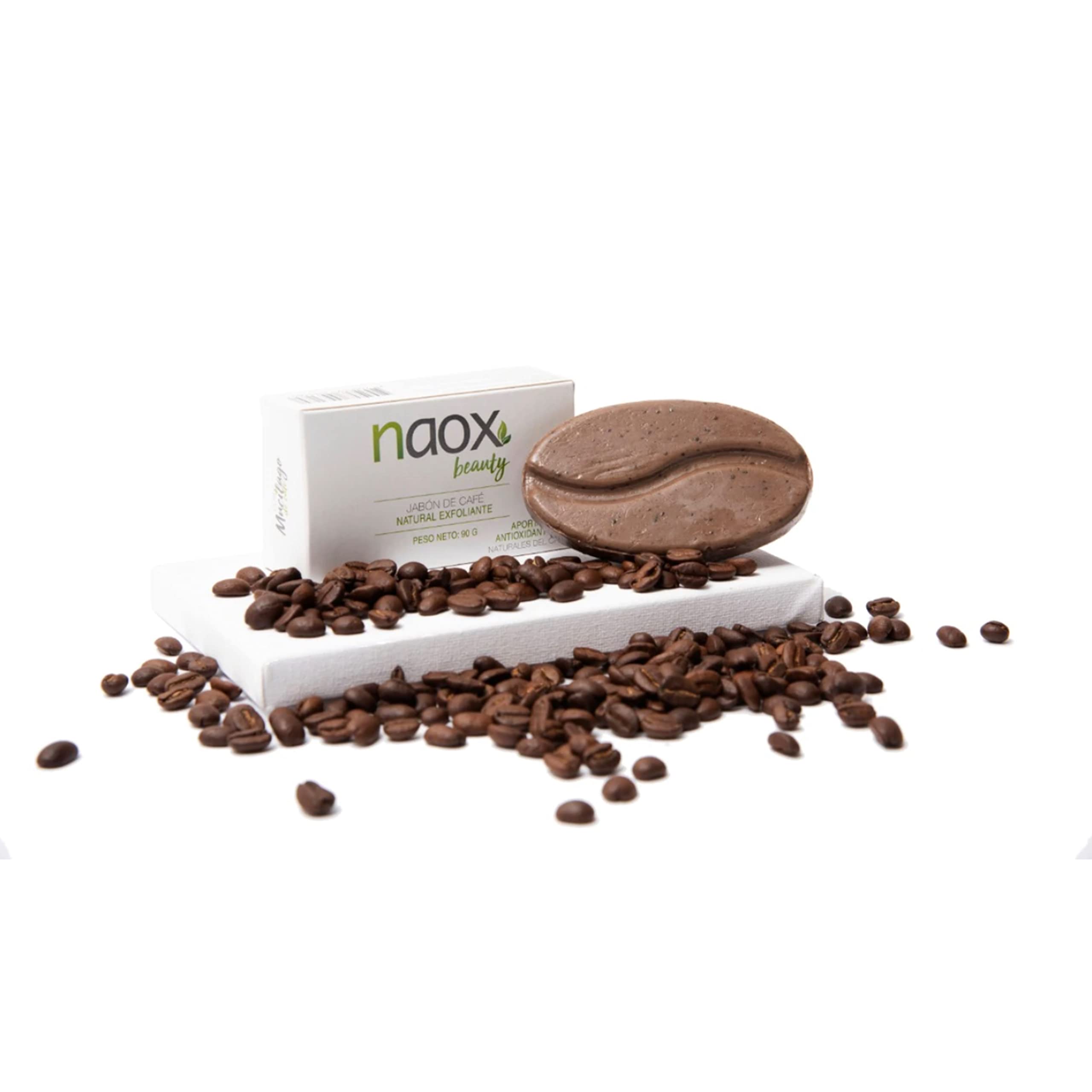 NAOX Beauty All Natural Coffee Bar Soap & Scrub - Exfoliating & Cleansing for Face & Body - Organic Coffee Grounds for Glowing Skin - Perfect for Shower, Spa & Daily Skincare Routine