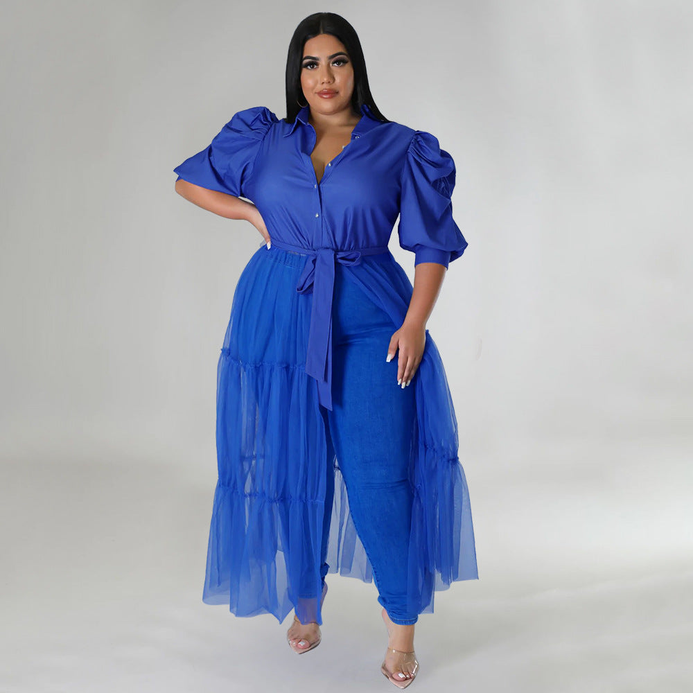 Sexy Plus Size Mesh See-Through Dress with Strap - Perfect for Night Out, Club Wear & Party Outfits