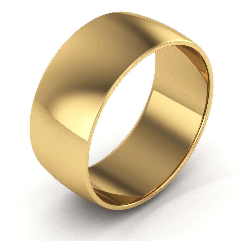 10K Yellow Gold Plain Wedding Bands for Men & Women - 8mm Light Half Round Comfort Fit Rings - Perfect for Anniversaries, Engagements, and Everyday Wear