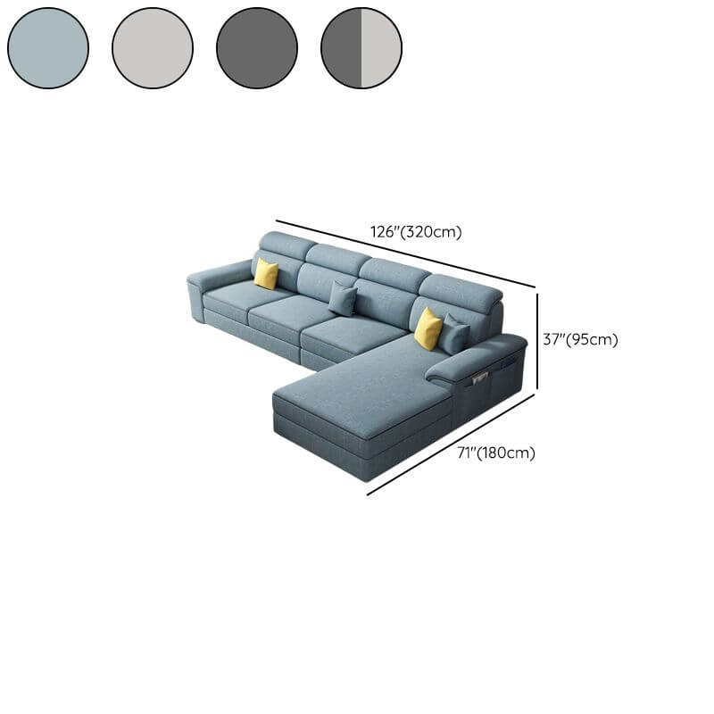 L-Shaped Right Chaise Sofa with Concealed Support & Solid Wood Frame - Perfect for Living Room, Home Theater, and Small Spaces
