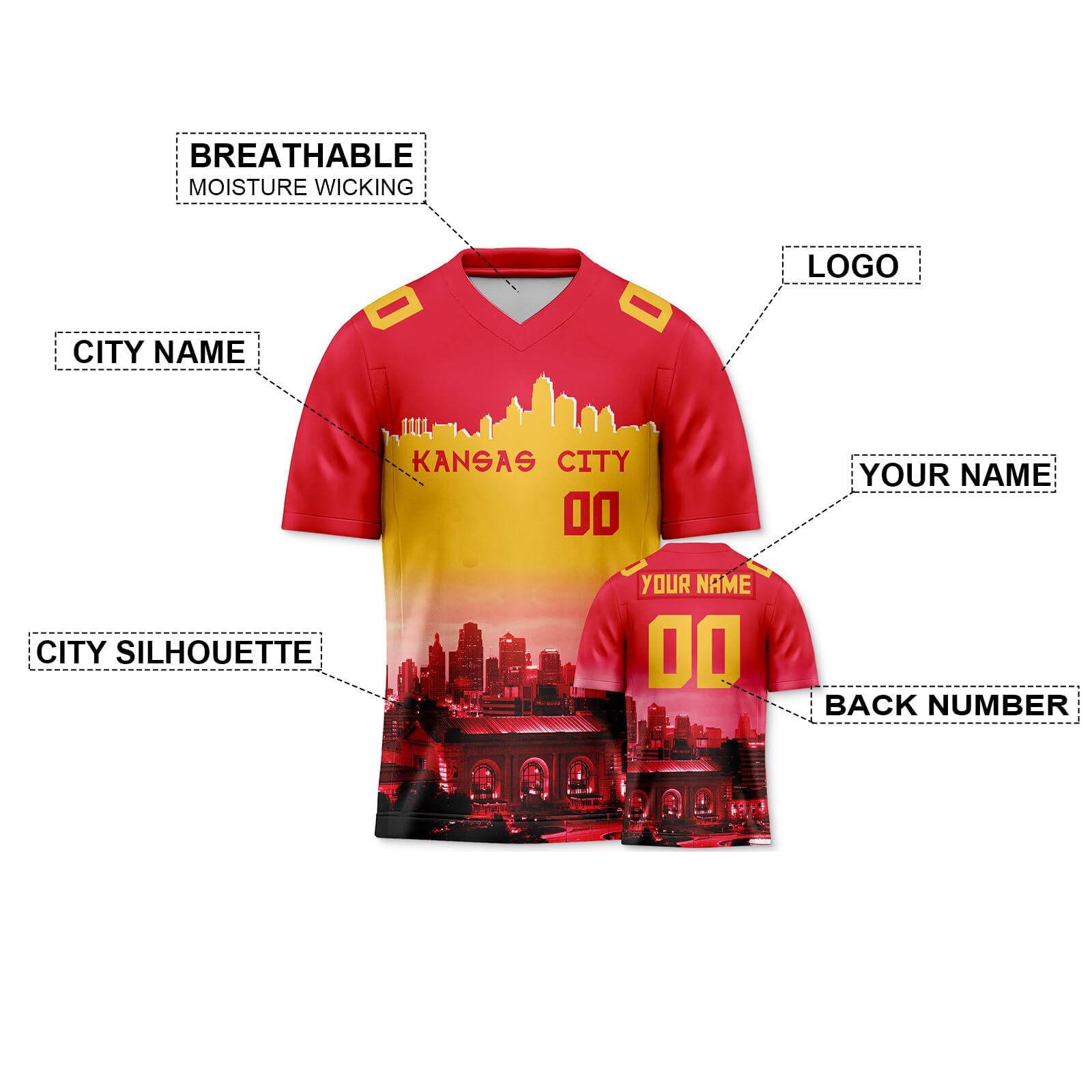 Custom Personalized Football Jerseys - Stitched/Printed Name & Number - Men's Women's Youth Fan Jerseys for Game Day, Team Spirit & Casual Wear - Perfect Gift for Soccer Enthusiasts