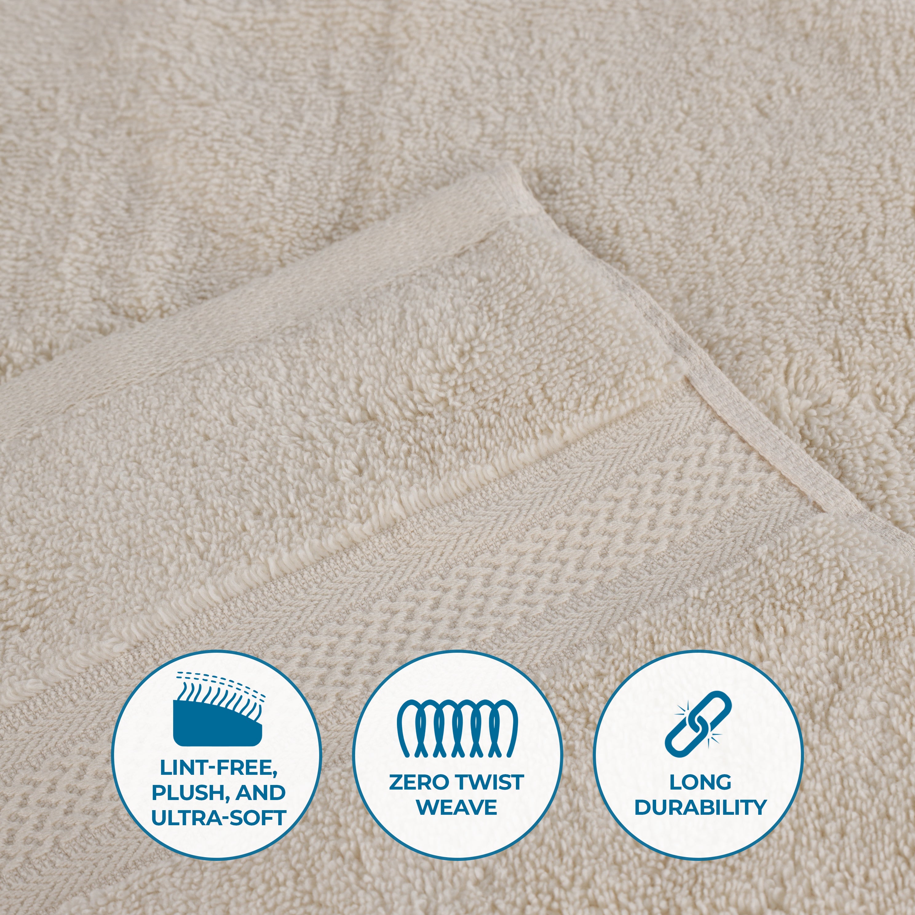 Premium Zero Twist Cotton Jacquard Chevron Face Towels - Set of 12 | Ultra Soft Bath & Hand Towels for Spa, Guest Bathroom & Luxury Home Decor
