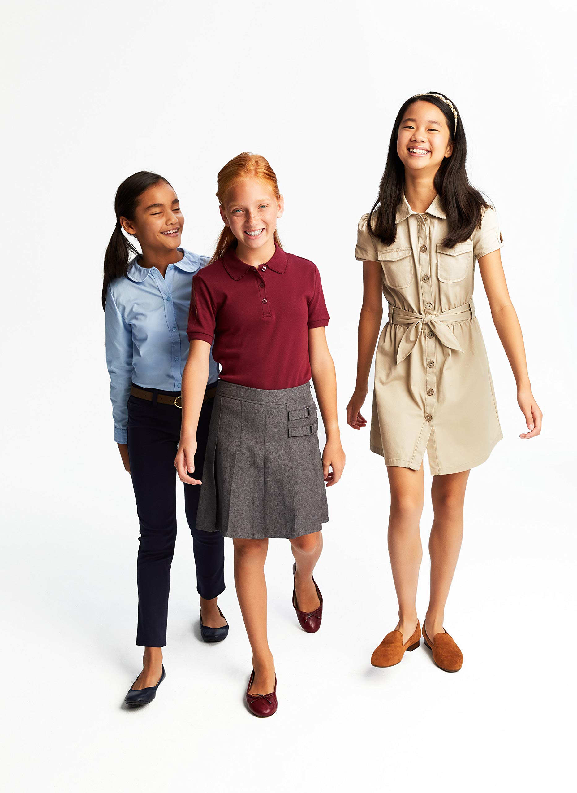 French Toast Girls' Long Sleeve Woven Shirt with Peter Pan Collar - Standard & Plus Sizes | Cute School Uniform & Dressy Occasion Top for Kids