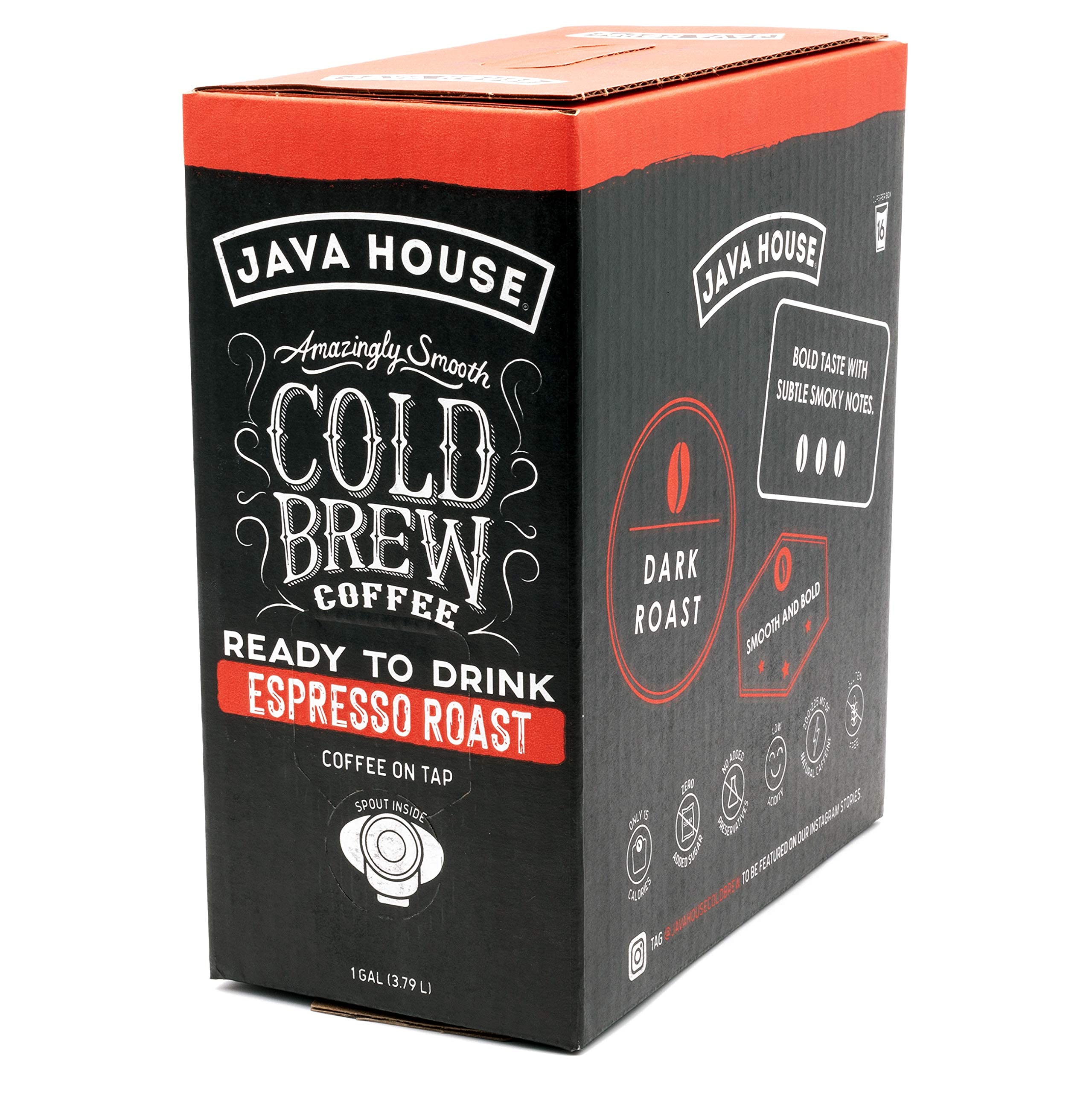 Java House Dark Roast Liquid Cold Brew Coffee On Tap - Rich Espresso Flavor, 128 Fl Oz (1 Gallon) - Perfect for Iced Coffee, Smoothies & Home Baristas
