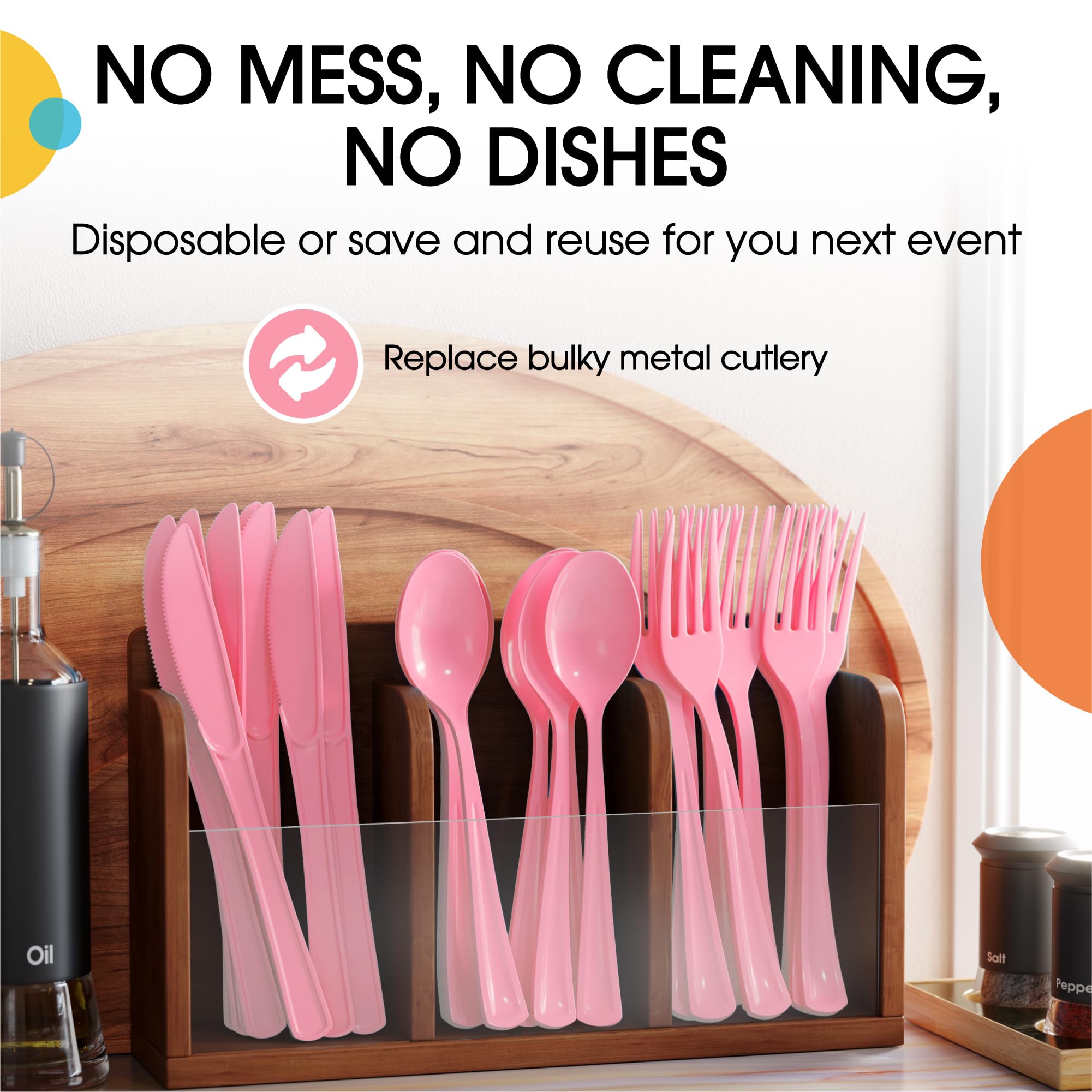 50-Pack Heavy Duty Pink Plastic Forks - Disposable Cutlery Set for Parties, Picnics, BBQs & Events - Durable Plastic Flatware for Birthday Supplies, Wedding Tableware & Outdoor Dining