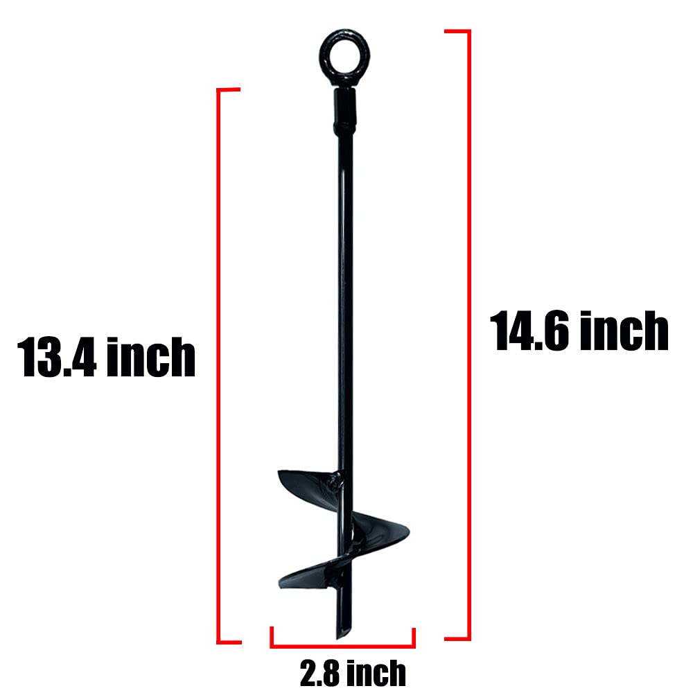 15 Inch Heavy Duty Ground Anchors Screw-in Kit - Set of 4 Tent Stakes for Trampoline, Swing Set & Outdoor Equipment - High Wind Resistant Earth Anchors for Metal Structures (Black) | Perfect for Backyard, Camping & Storm Protection