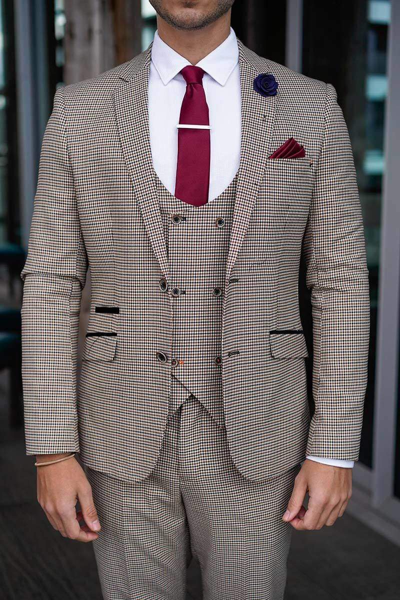 Cavani Elwood Grey Houndstooth Check Dress Pants for Men - Stylish Formal Office Wear & Business Attire