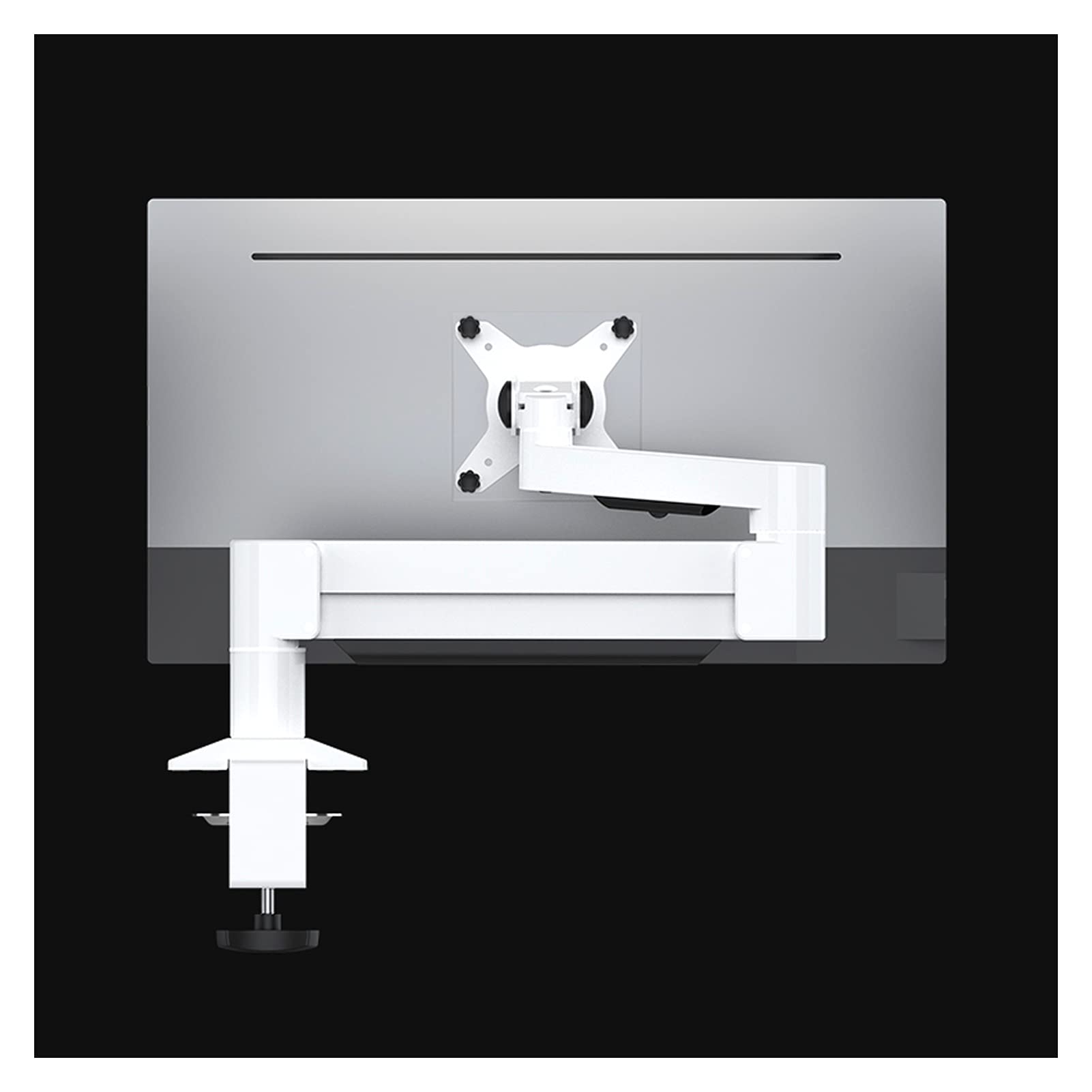 Adjustable Heavy Duty Single Monitor Desk Mount Stand - Ergonomic Robotic Arm for 22 to 43 Inch Flat/Curved Screens (Supports Up to 26.4lbs) - Perfect for Home Office, Gaming Setup & Workspace (White)