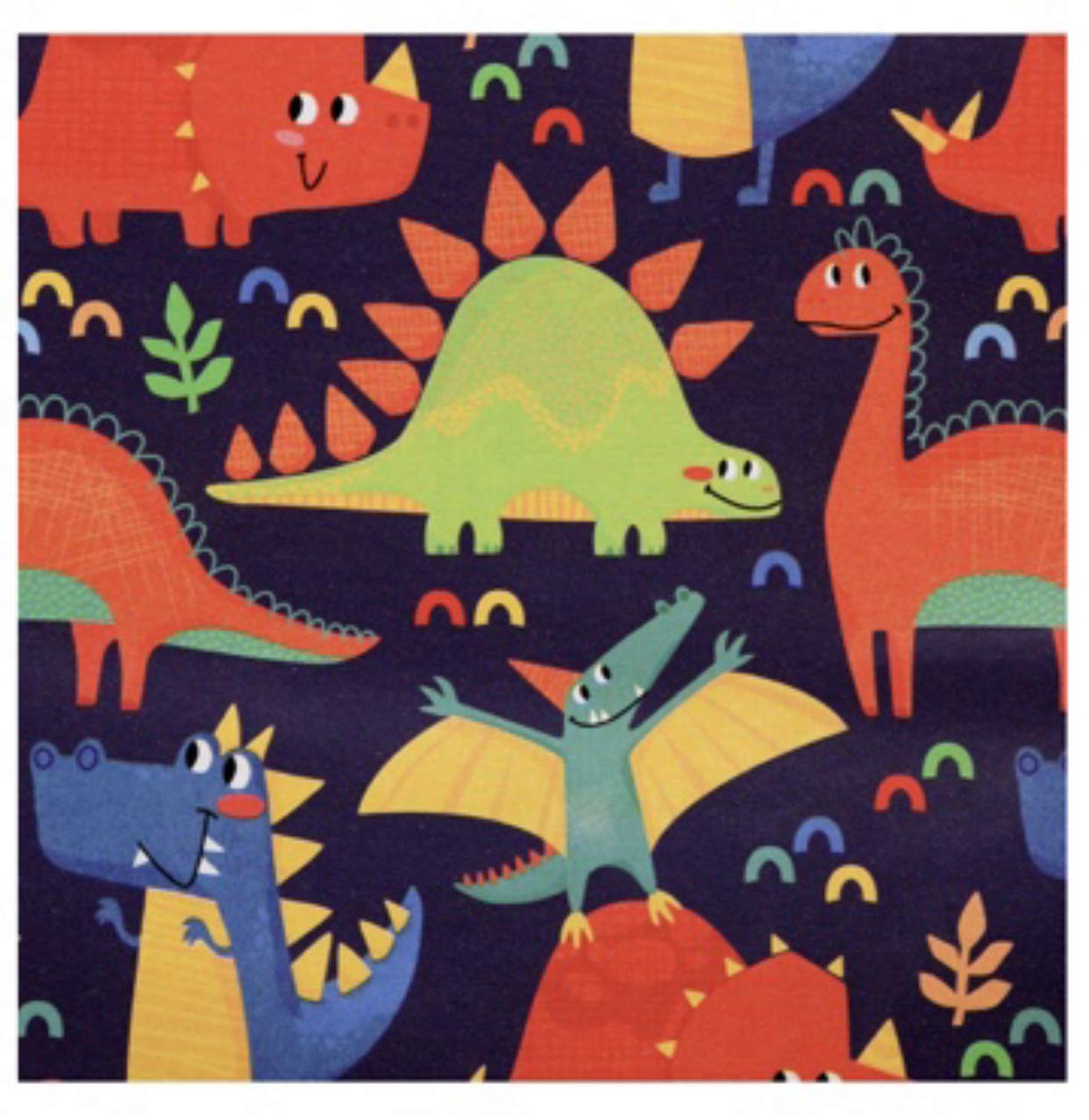 Voila Continuous Gift Wrap Roll Wrapping Paper - Bright Dinosaur Print for Birthday, Christmas & Holiday Presents | Perfect for Kids Parties & Special Occasions