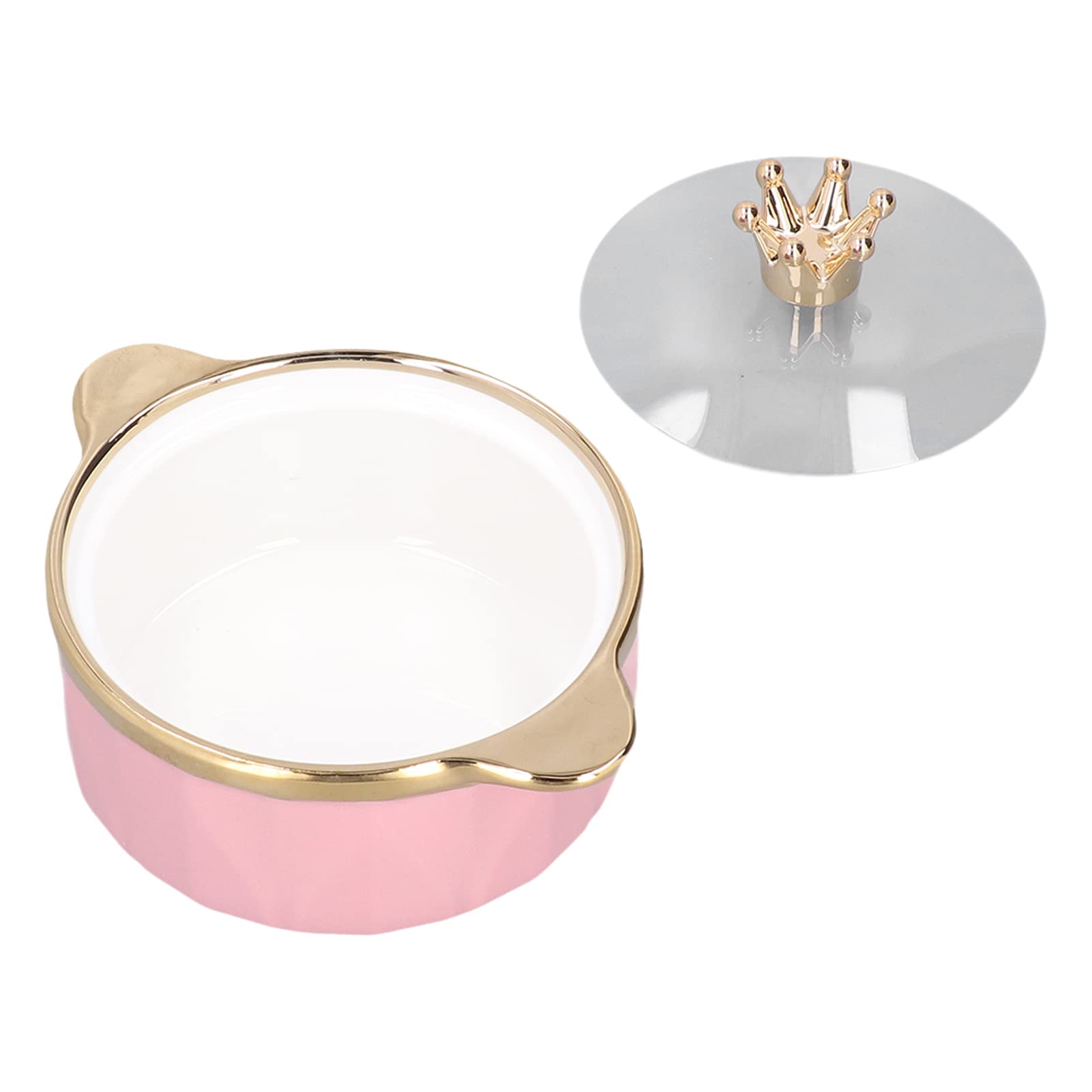 Ceramic Soup Bowls with Lid - 16oz Crown Cereal Bowls for Soup, Rice, Salad & Instant Noodles - Binaural Handle Design, Microwave & Dishwasher Safe (Pink) - Perfect for Home Dining, Office Lunch & Meal Prep