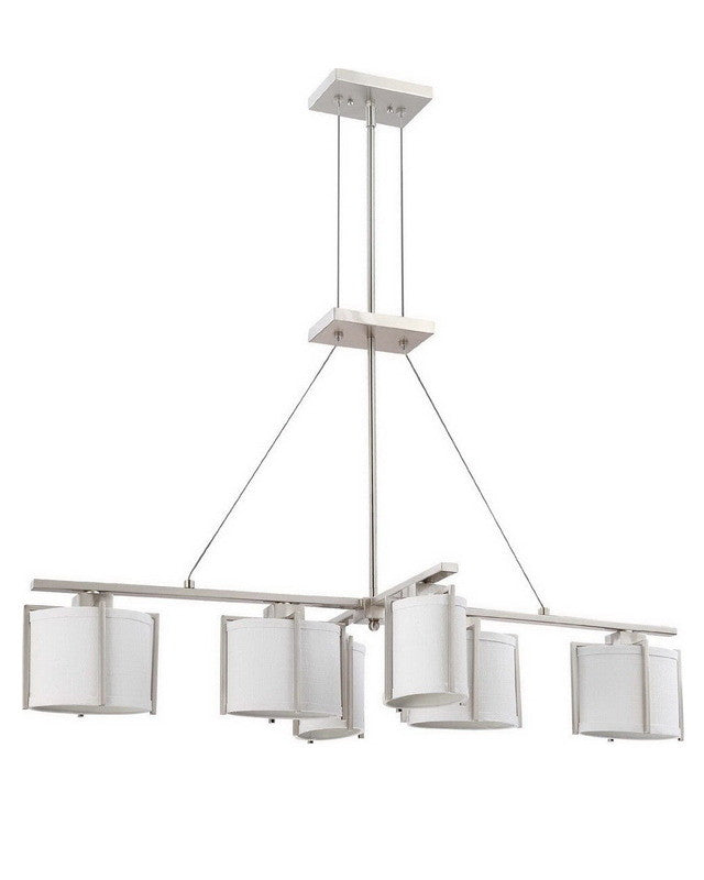 Nuvo Lighting 60 4351 Portia Collection 6-Light Energy Star Certified GU24 Fluorescent Island Chandelier in Brushed Nickel - Modern Kitchen Lighting for Dining Room & Breakfast Nook