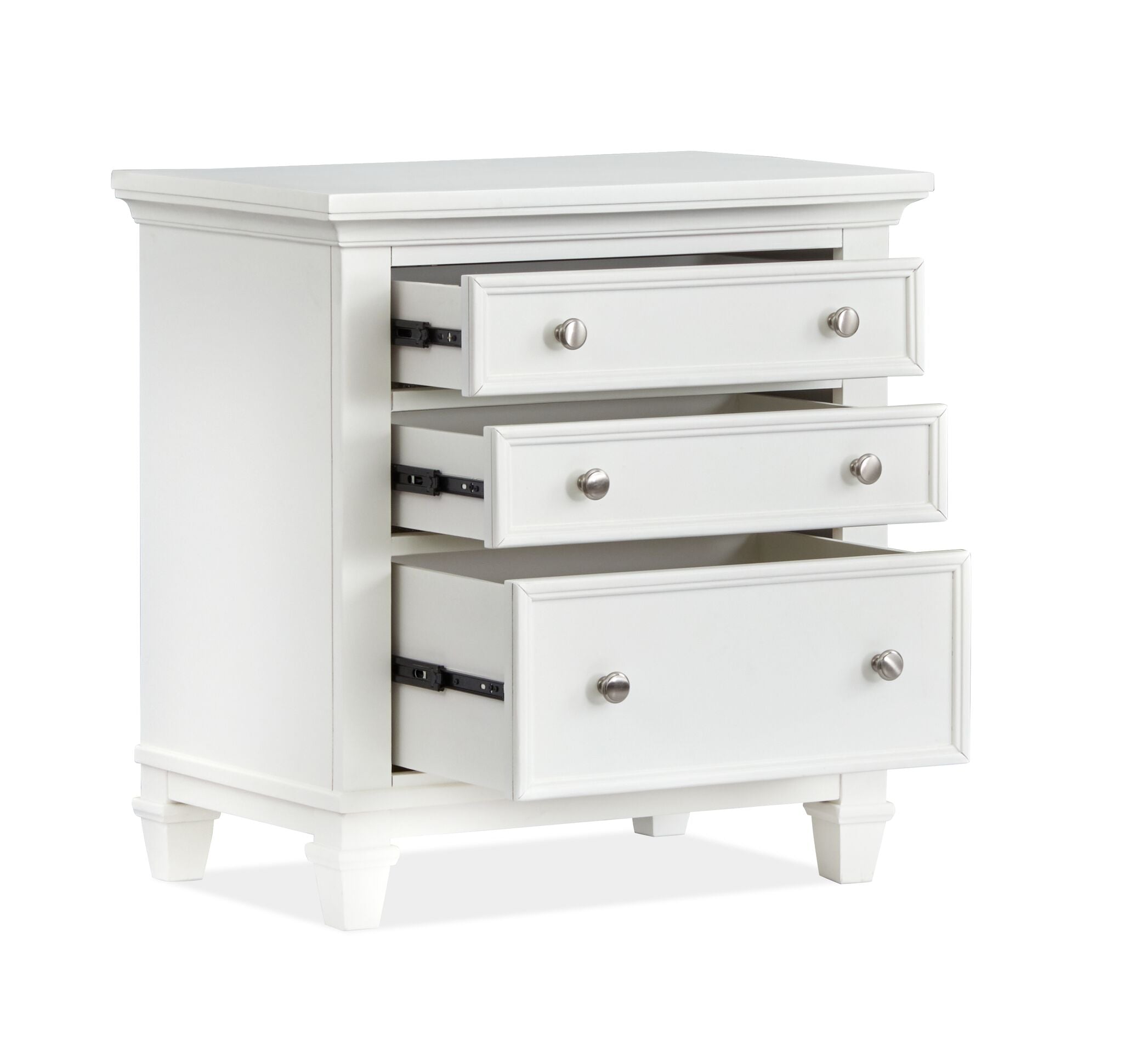 Charleston Night Table - Dove White Finish, Modern Bedside Table with Drawer for Bedroom, Living Room, or Office Storage