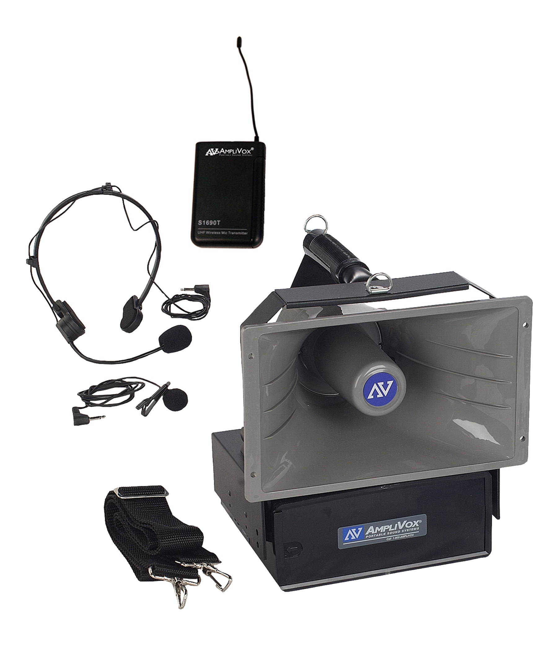 Amplivox Half Mile Hailer Wireless Sound System - Headset & Lapel Mic for Outdoor Events, Public Speaking, and Emergency Announcements