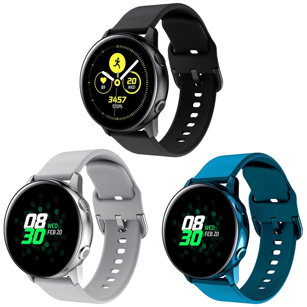 3 Pack Samsung Galaxy Watch 4 Classic Soft Replacement Bands - Comfortable Durable Silicone Watch Straps for Workout, Running & Daily Wear