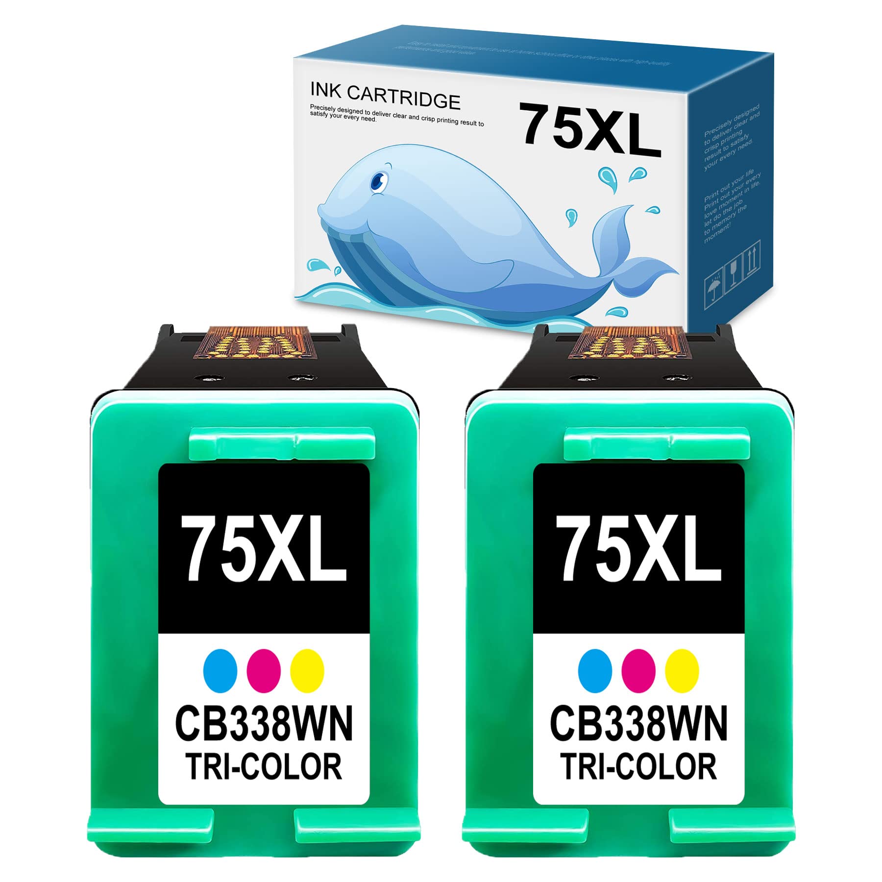Beituoink 2 Pack 75XL CB338WN Remanufactured Ink Cartridges - Compatible with HP C4435 C4440 J5788 J6480 C4342 C4344 C4382 C4384 C4524 C4540 C4550 C5540 C5550 D4260 Printers (High Yield) - Perfect for Home Office Printing, School Projects & Business Documents