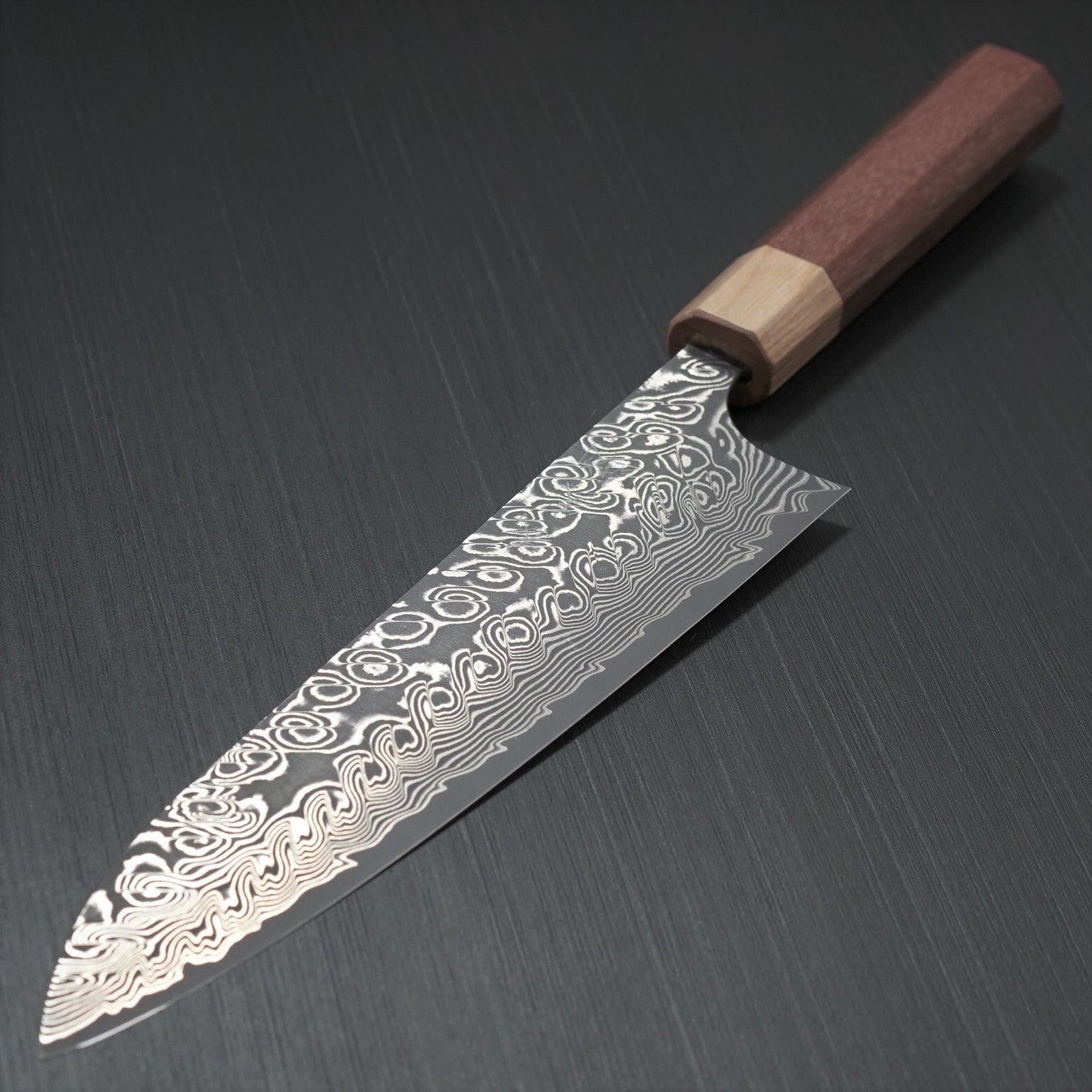 Premium Yoshimi Kato SG2 Super Gold 2 Damascus Gyuto Chef Knife 210mm - V-Shaped Blade with Black Finish & Jarrah Handle - Perfect for Professional Chefs, Home Cooking, Sushi Preparation & Meat Slicing