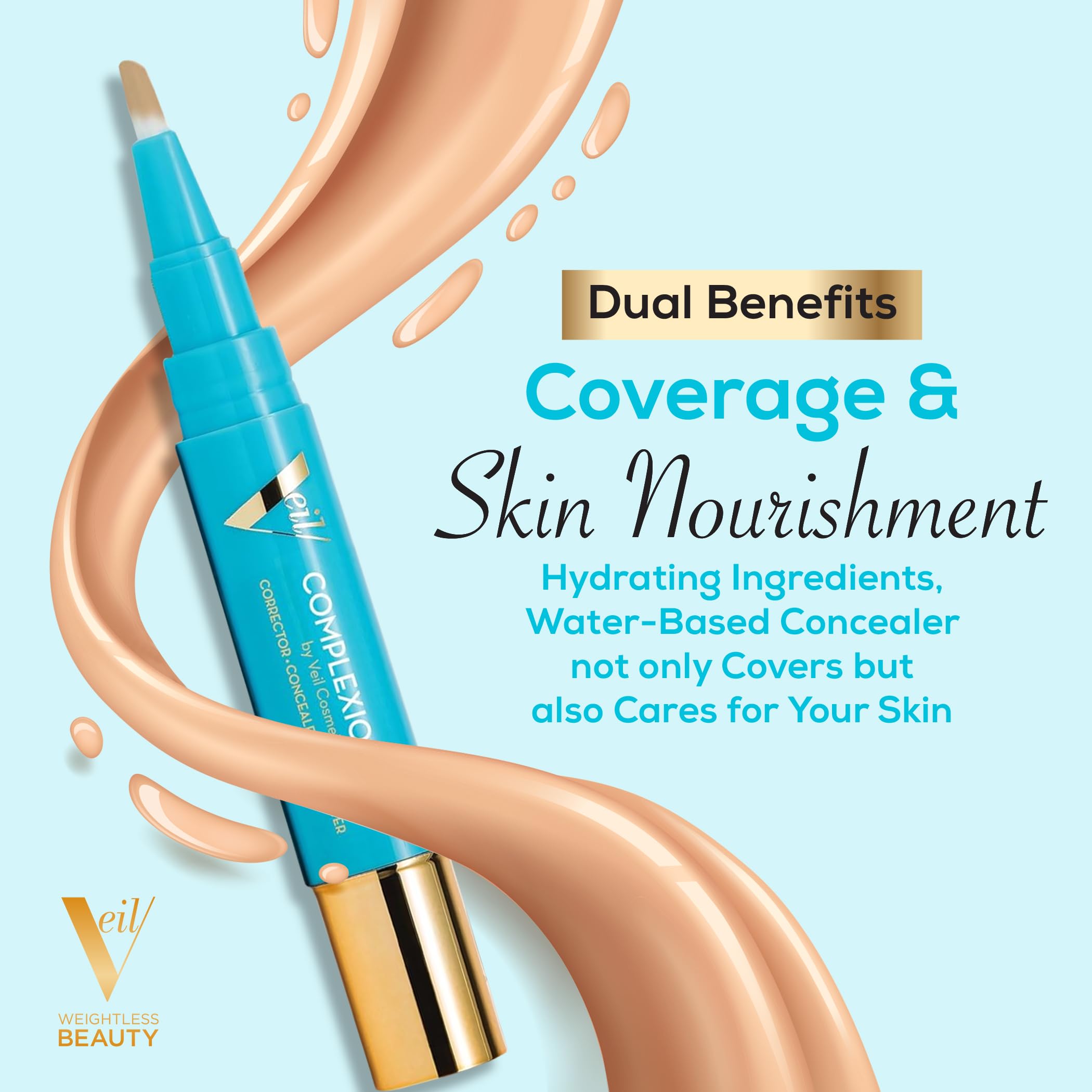 Veil Cosmetics Complexion Fix Concealer - Liquid Under Eye Concealer for Dark Circles, Highlight & Contour - Anti-Aging Vegan Makeup Pen with Hydrating Formula (4P Tan Pink) - Perfect for Daily Coverage, Evening Skin Tone, and Photo-Ready Makeup Looks