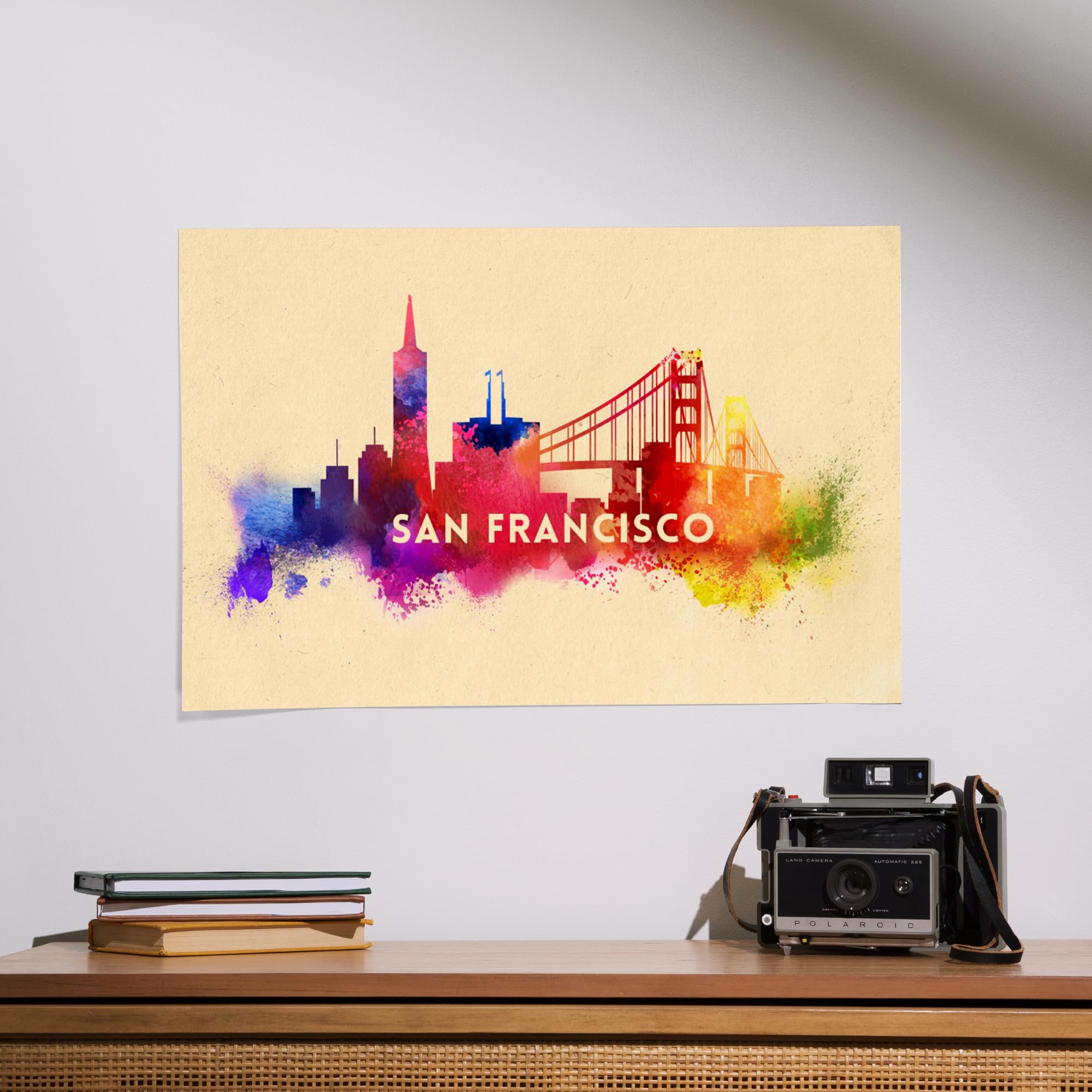 Lantern Press 16x24 Inch Giclee Art Print - San Francisco California Skyline Abstract Wall Art in Cream | Modern Home Decor for Living Room, Bedroom & Office