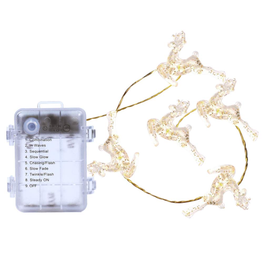 Best Outdoor Christmas Reindeer LED String Lights - 20 Lights, 2m Battery Powered for Holiday Party Decoration | Perfect for Patio, Garden, and Indoor Xmas Decor