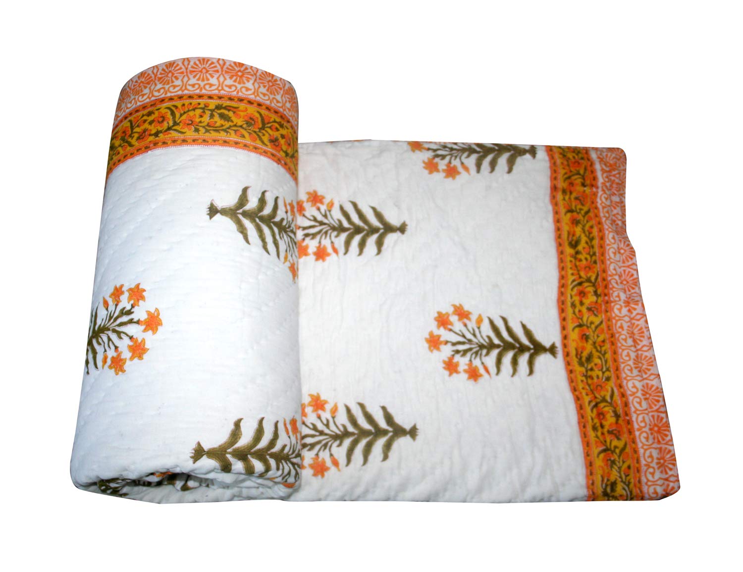 Tulip Floral Bedspread - Soft, Breathable Summer Quilt Coverlet in Orange & White - Twin, Queen, King Sizes (90x108 Inch) - Perfect for Bedroom Decor, Guest Rooms & Seasonal Home Refresh